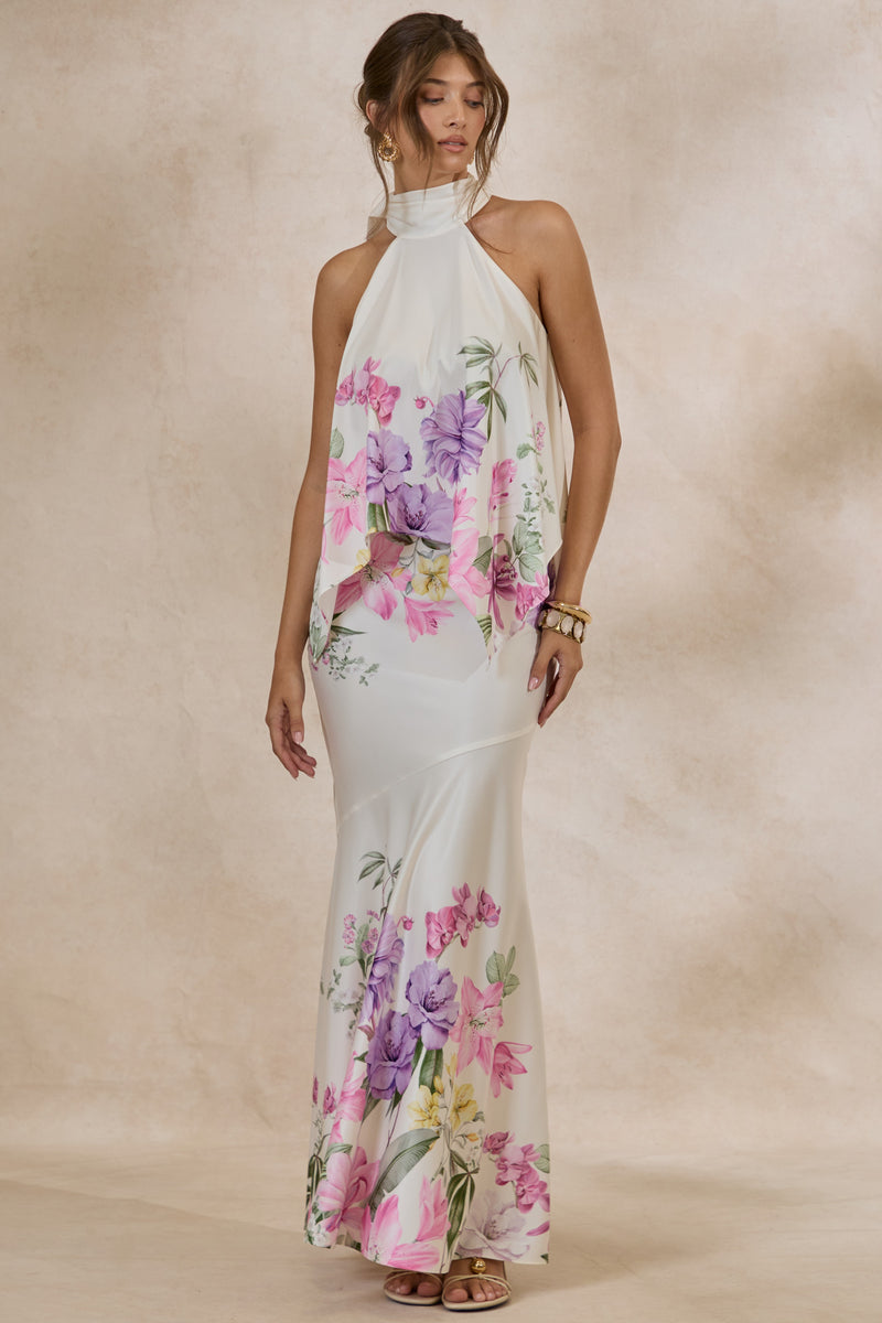 SANCELLE Vayla Cream Floral Print Matte Satin Asymmetric Drop-Waist Maxi Skirt COORD CL137649111 CL137321111.jpg