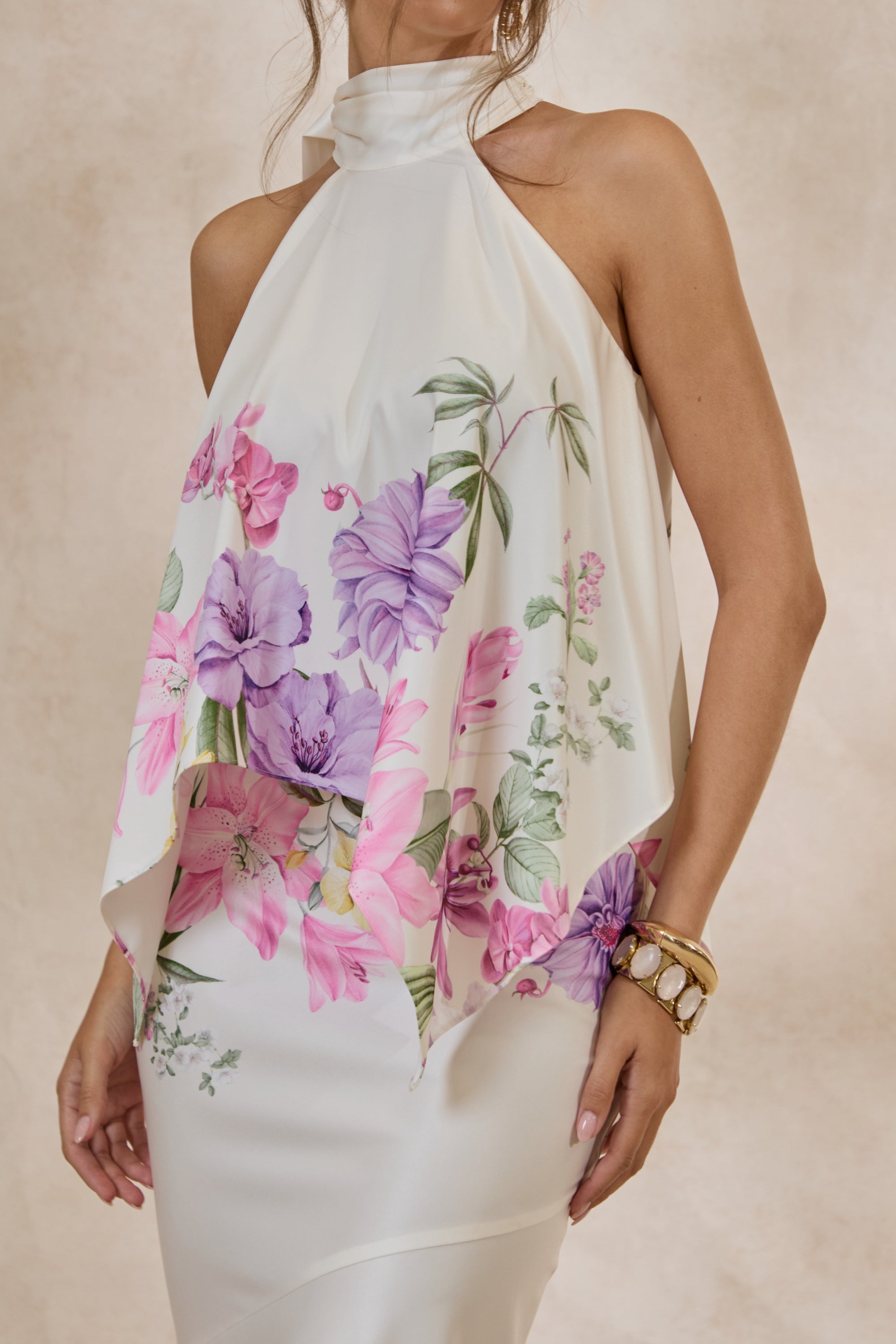 SANCELLE Vayla Cream Floral Print Matte Satin Asymmetric Drop-Waist Maxi Skirt COORD CL137649111 CL137321111 (3).jpg