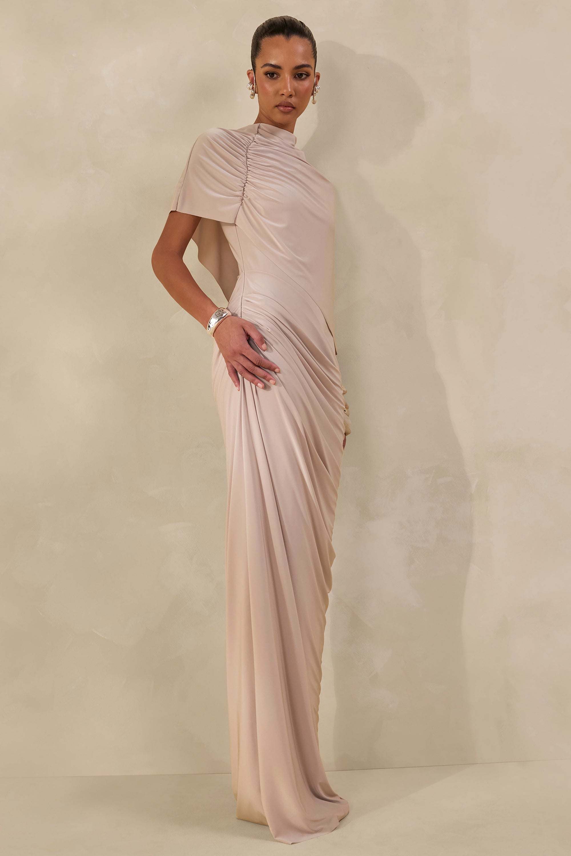 champagne pink maxi dress Champagne Strapless Maxi Dress by Sky to Moon - Vacation, Wedding, Party - Boho Babydoll