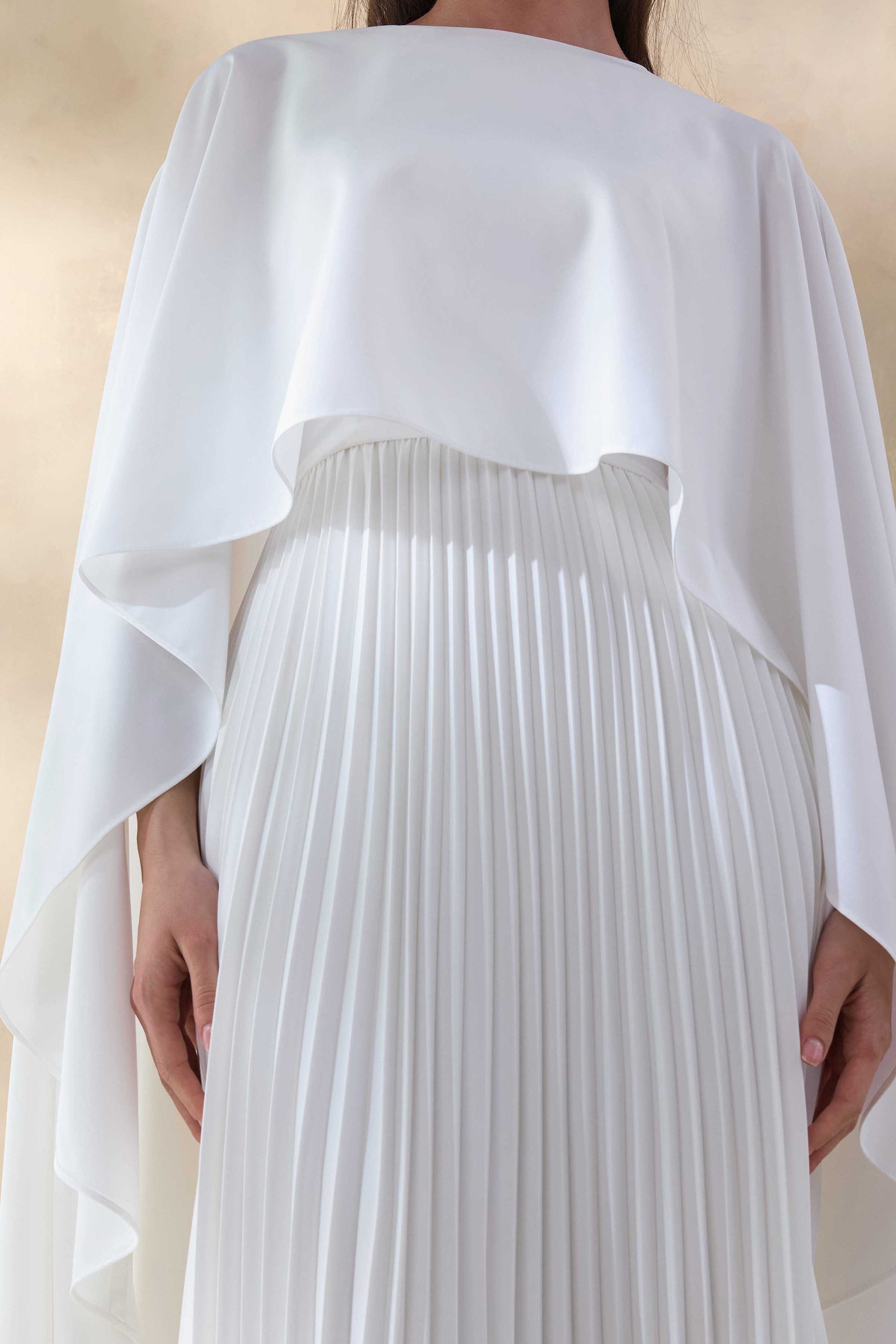 cream satin long sleeve dress Kalena Off Shoulder Satin Maxi Dress - Cream