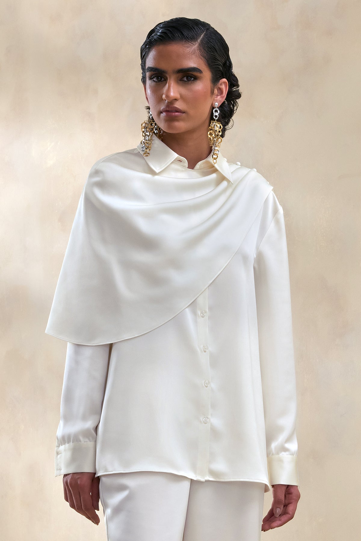 ECM_HR_CL137667111 -  Serenza | Cream Satin Collared-Shirt With Cape-Detail + ECM_HR_CL138021111 -  Ilena | Cream Satin Wide-Leg Trouser 0.jpg