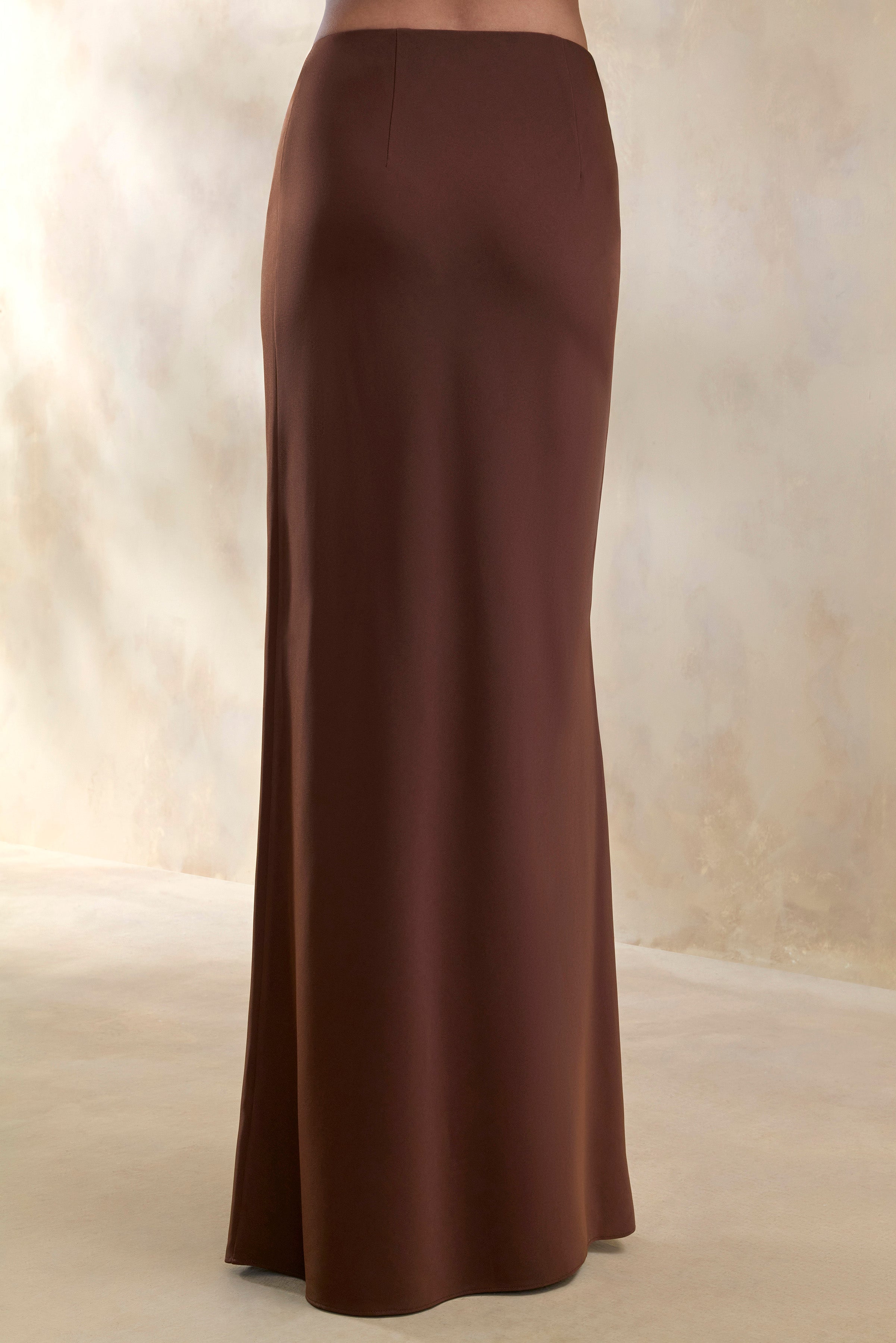 Elaria | Brown Satin Maxi-Skirt – Club L London - USA