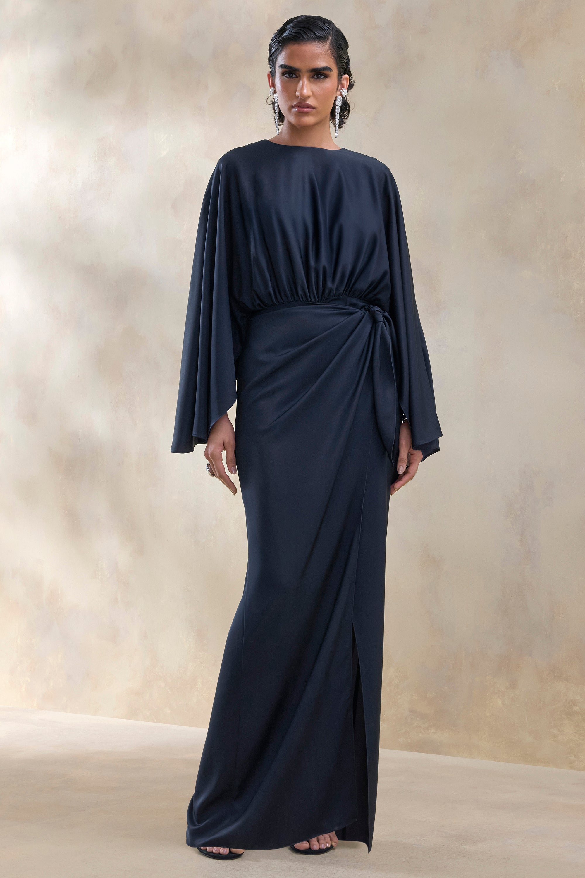satin navy maxi dress DEVON NAVY LOW-BACK SILK-SATIN MAXI DRESS | CULT MIA