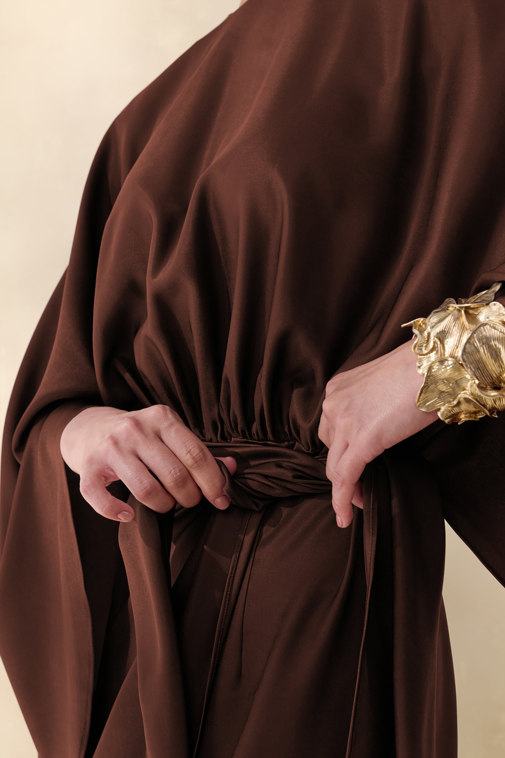 plain brown maxi dress Xandra Tie Satin Maxi Dress