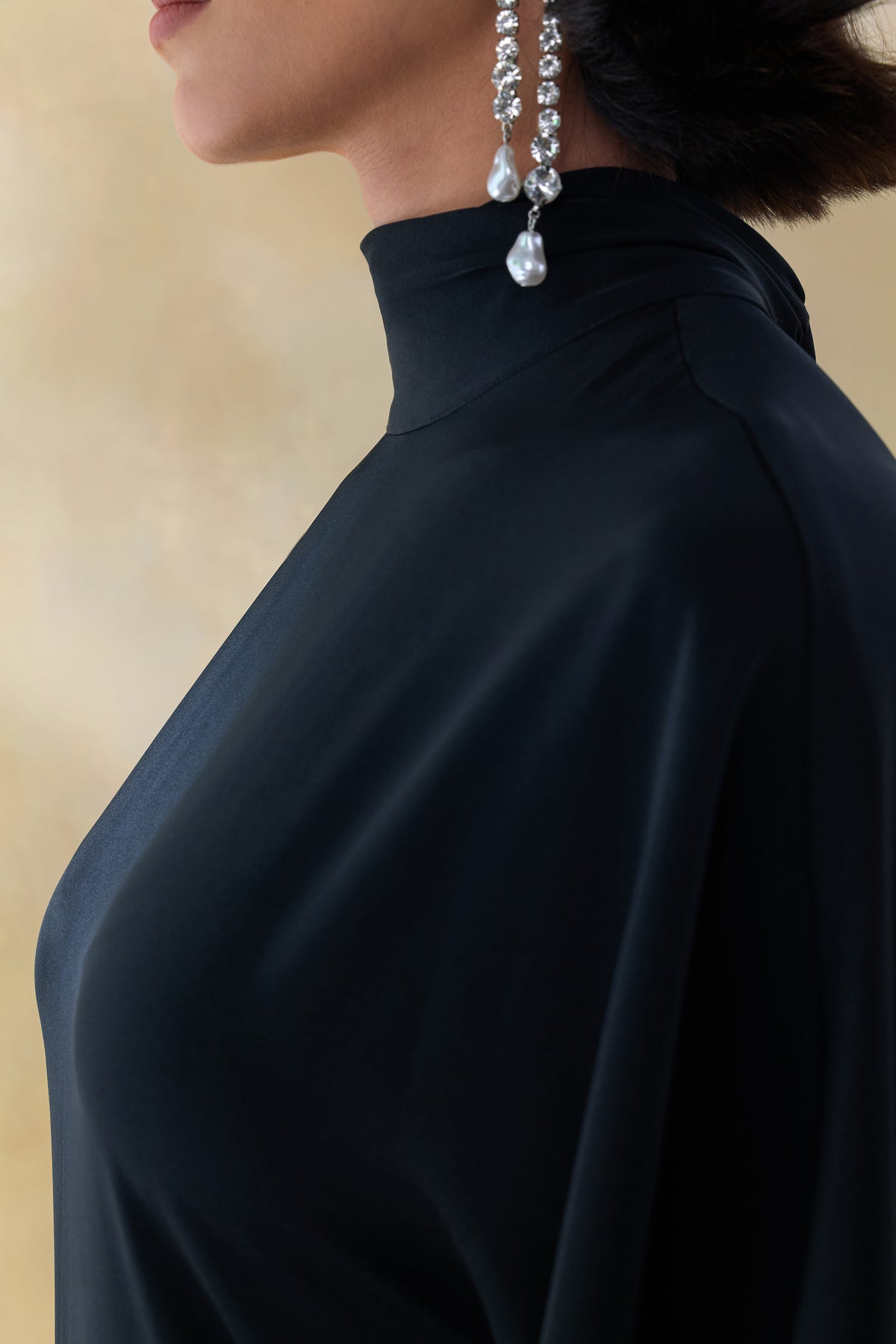 Lumisette | Black Satin High-Neck Maxi Dress With Cape - UK 14 MONOCHROME Lumisette | Black Satin High-Neck Maxi Dress With Cape - UK 14 MONOCHROME