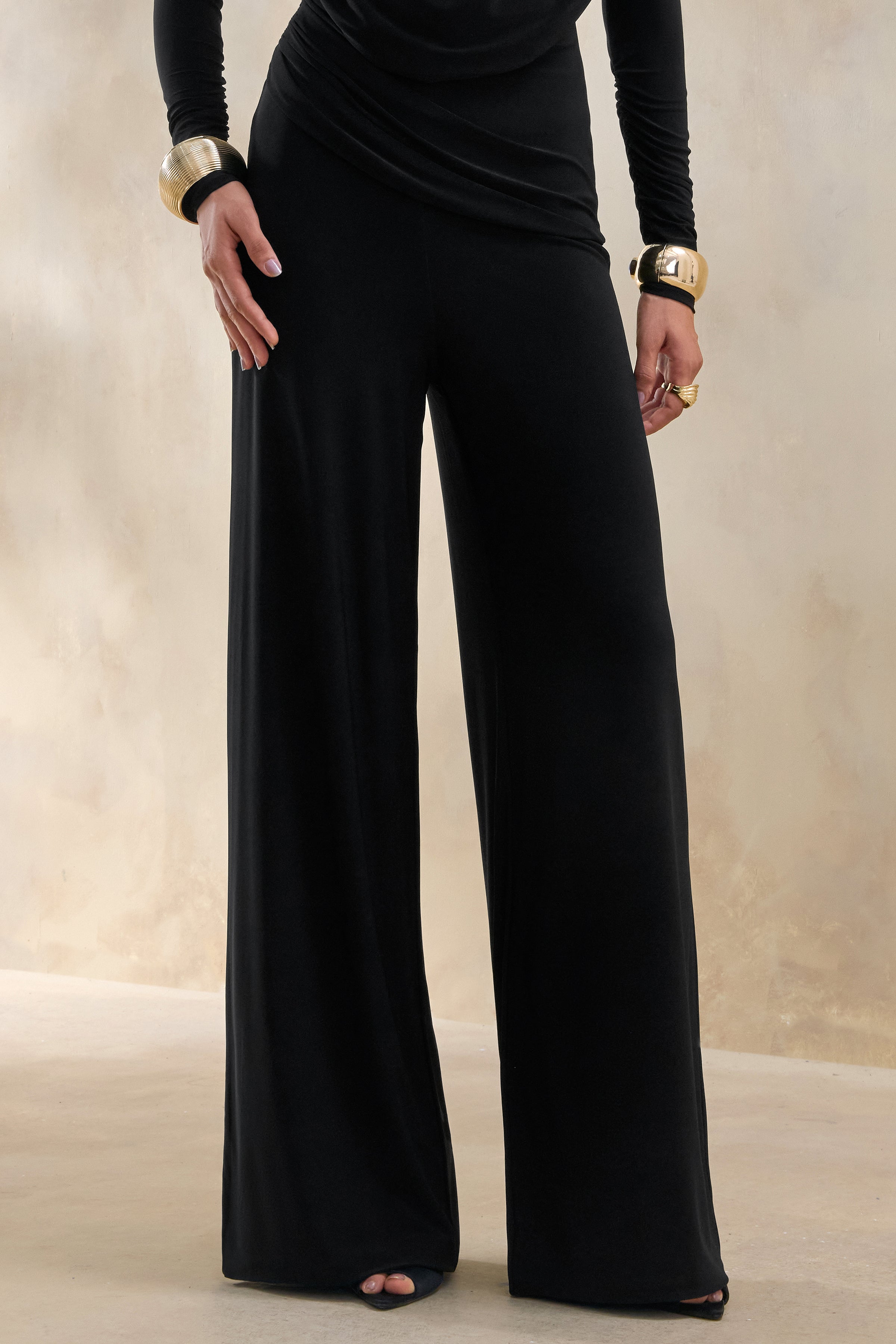 Safirra | Black Wide-Leg Trouser – Club L London - USA
