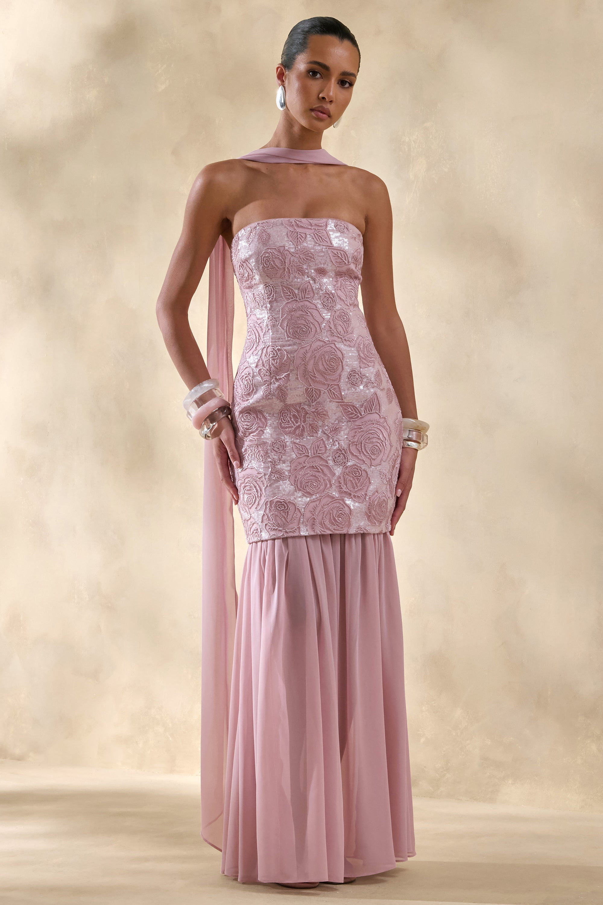 pink sparkly maxi dress Trove Pink Sequin Maxi Dress / S