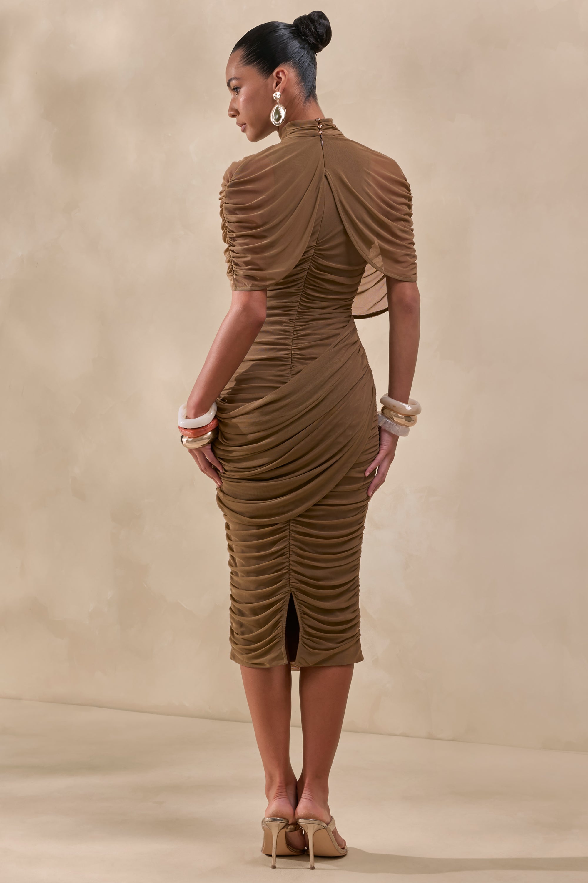 ECM_HR_CL137704031---Fleurise-_-Olive-Mesh-High-Neck-Midi-Dress-With-Short-Cape-Sleeves-And-Gathered-Detailing5.jpg