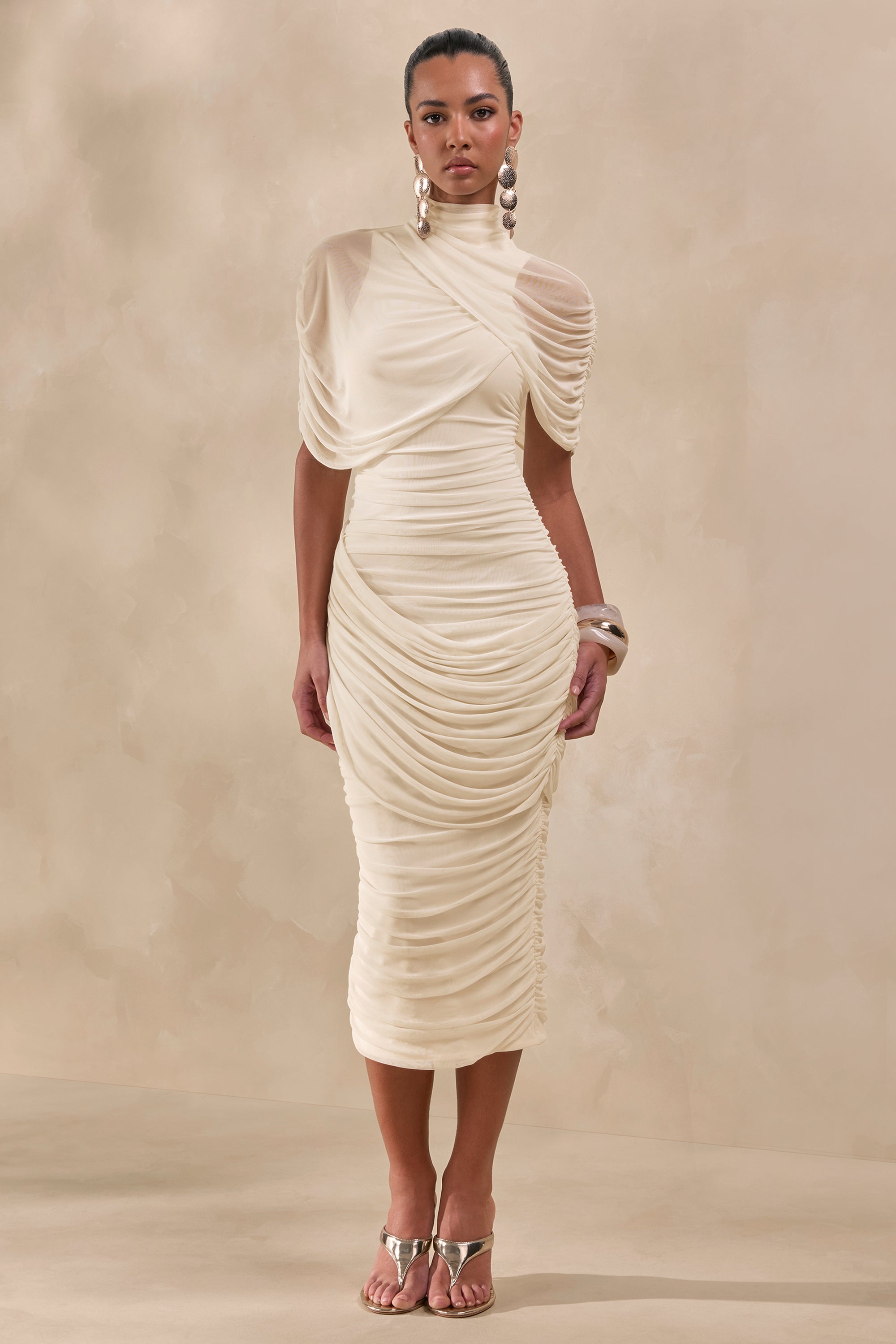 CL137704111 - Fleurise _ Cream Mesh High-Neck Midi Dress With Short Cape-Sleeves And Gathered-Detailing_CREATIVE0.jpg