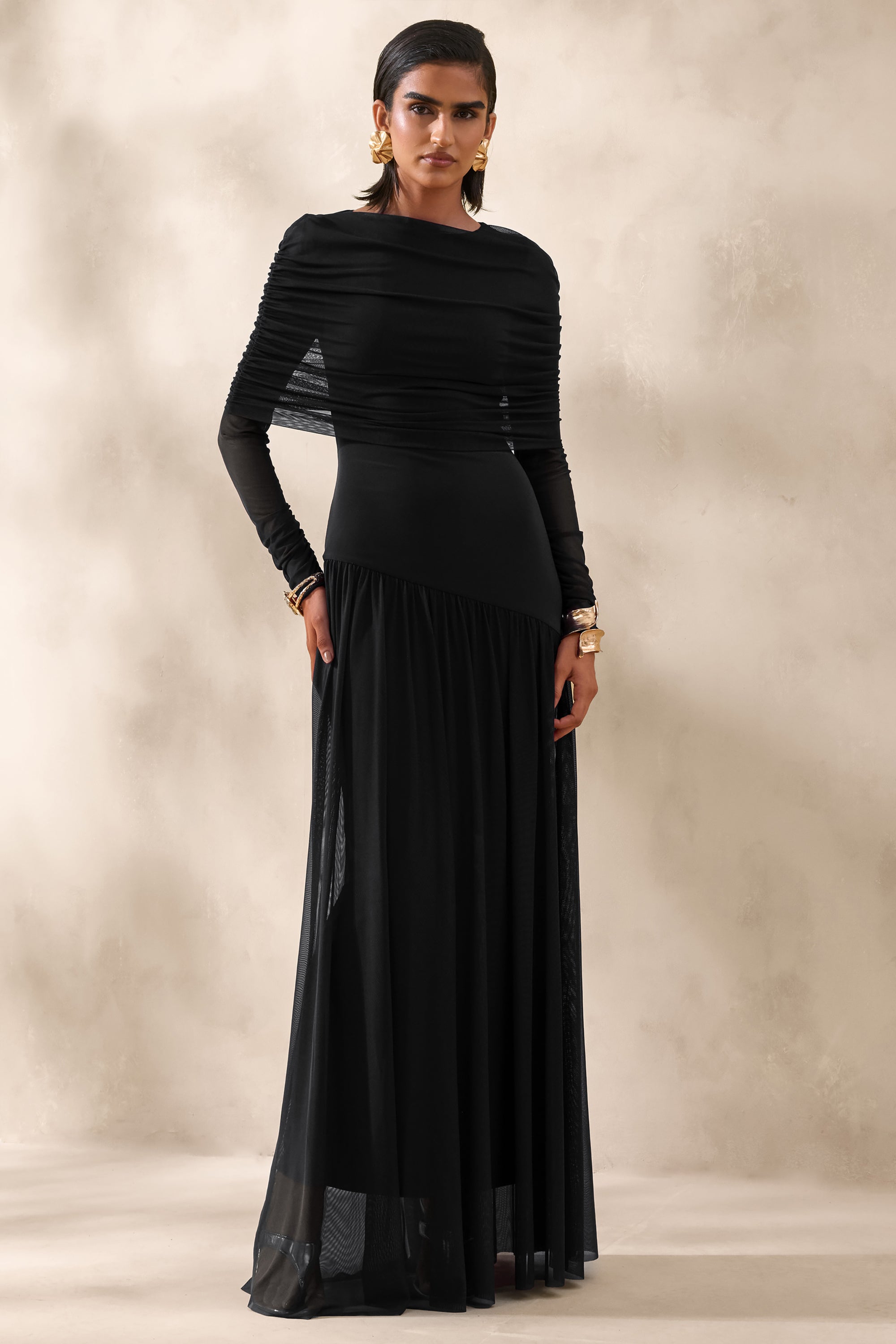 black maxi cape dress Womens Next Black Cape Maxi Dress US 8