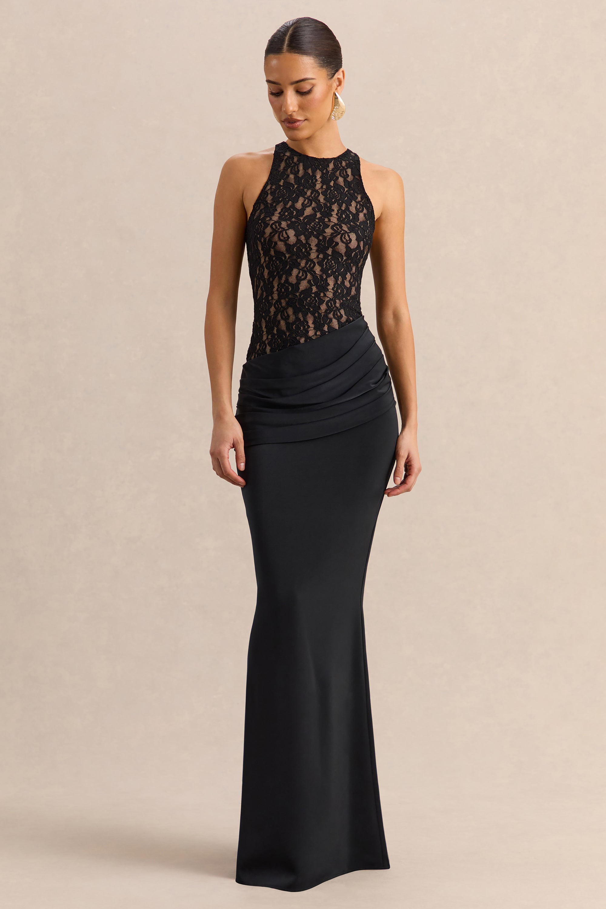 satin racer dress MissPap Women's Premium Satin Racer Open Back Bridesmaid Dress in Champagne