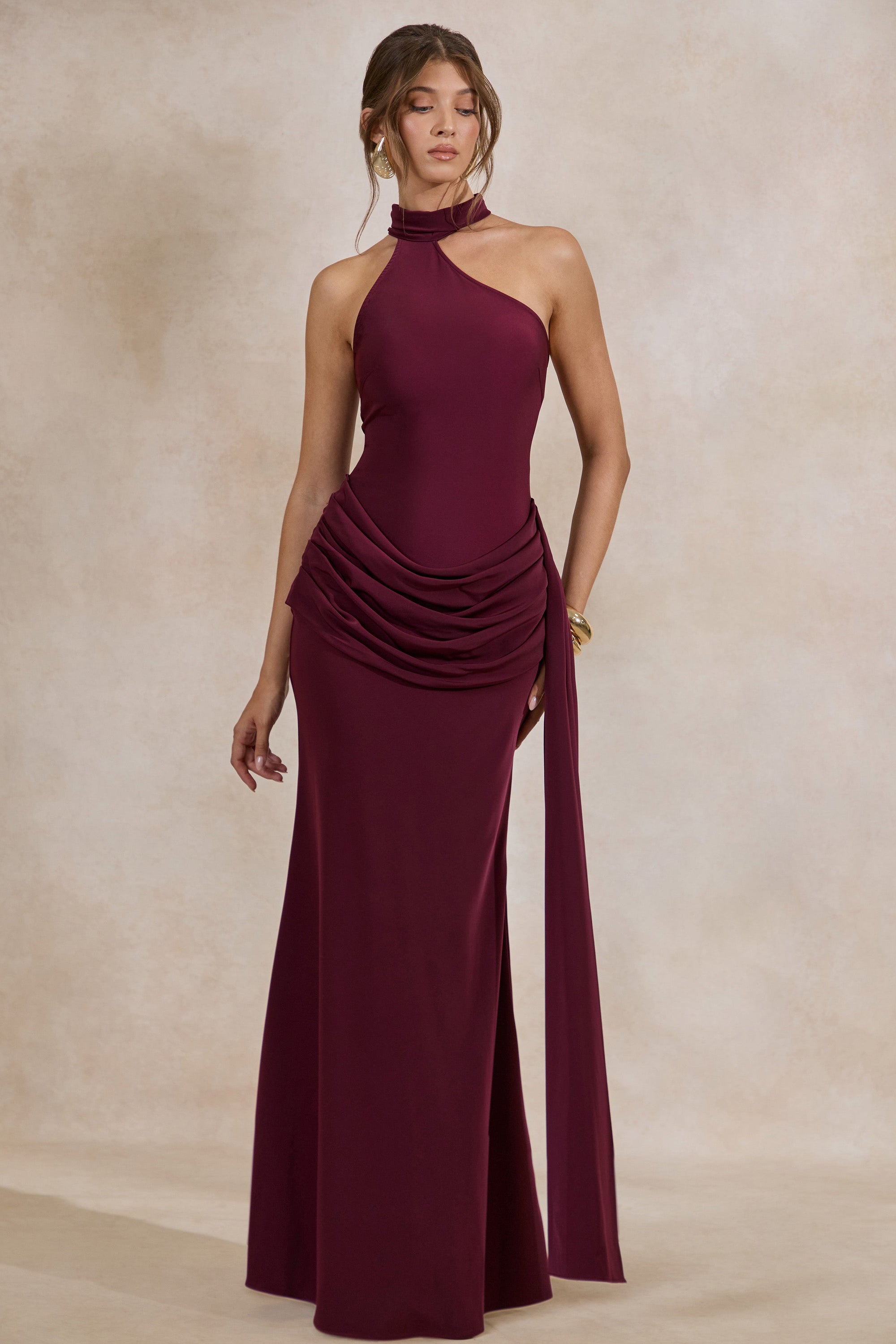 CL13772910206_ECM_HR_CL137729102_-_Aevina___Burgundy_Satin_Asymmetric-Neck_Maxi_Dress_With_Sash-Detail1