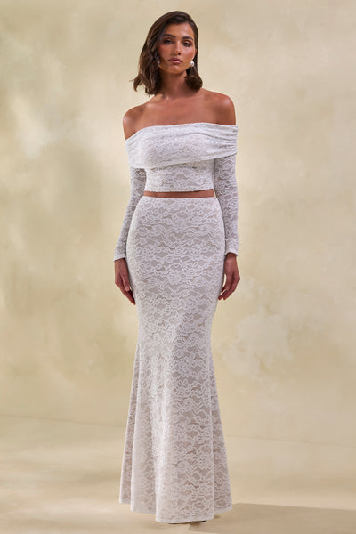 Viselle | White Lace Maxi Skirt – Club L London - USA