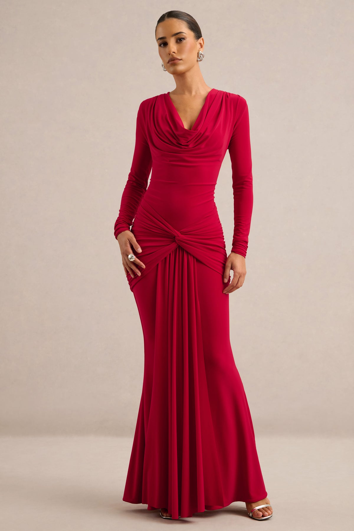 ECM_HR_CL137786100 - Palerma _ Red Draped Cowl-Neck Maxi-Dress With Gathered-Detailing0.jpg