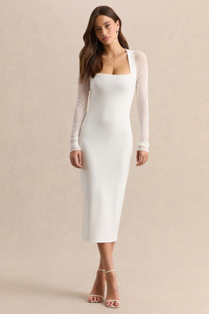 kallan knit dress white Kaelina | Square-Neck Midi or a relaxed summer Color:RAINBOW LD8974 Regina Flowy A-Line V