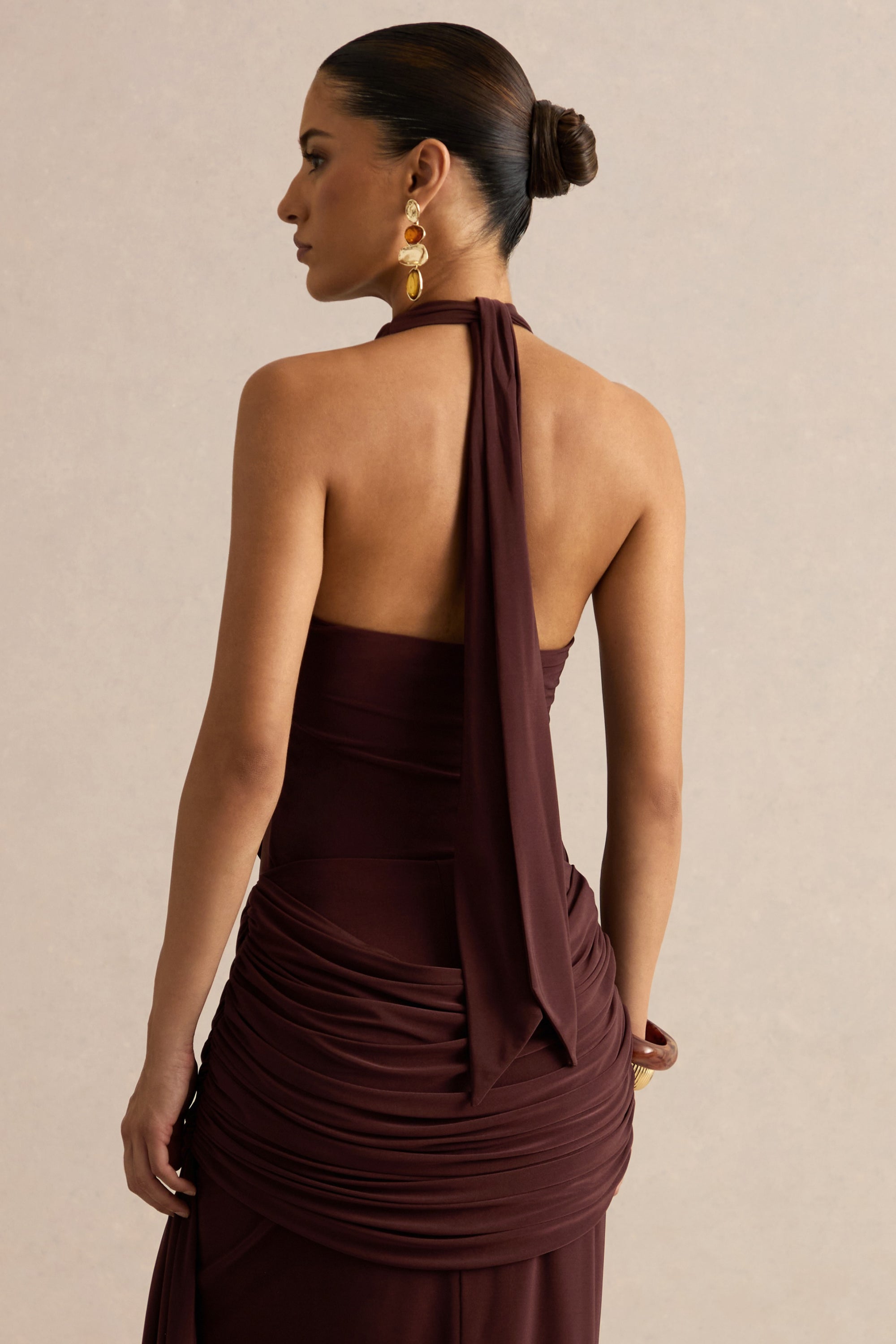 Kavya Dark Brown Extreme Plunge Neck Bodysuit CL137812022 65.jpg