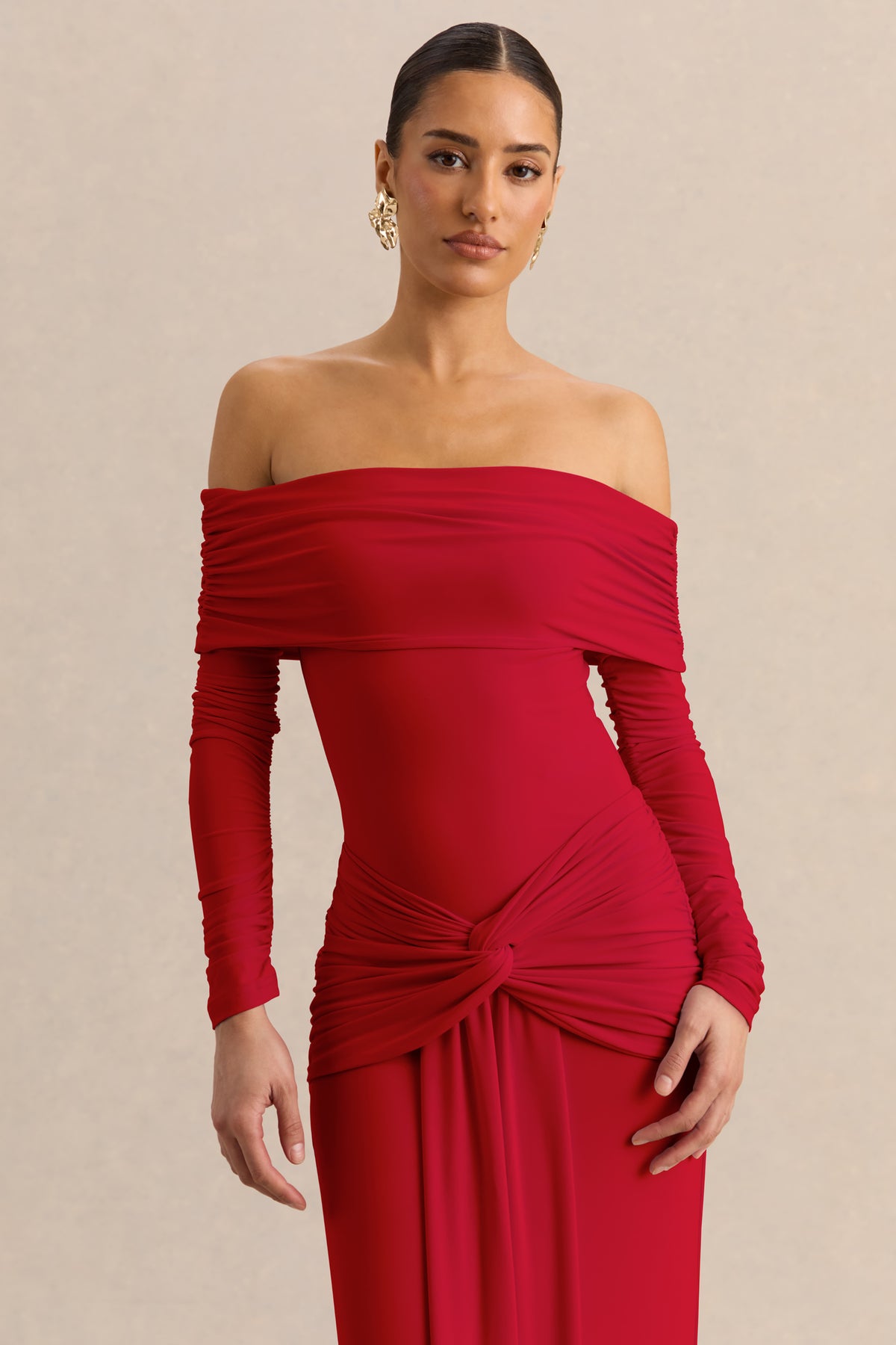 ECM_HR_CL137824100---Helia-_-Red-Bardot-Neck-Bodysuit-With-Ruched-Long-Sleeves-&-CL137840100---Flynne-_-Red-Wrapped-Maxi-Skirt-With-Sash_psd.jpg