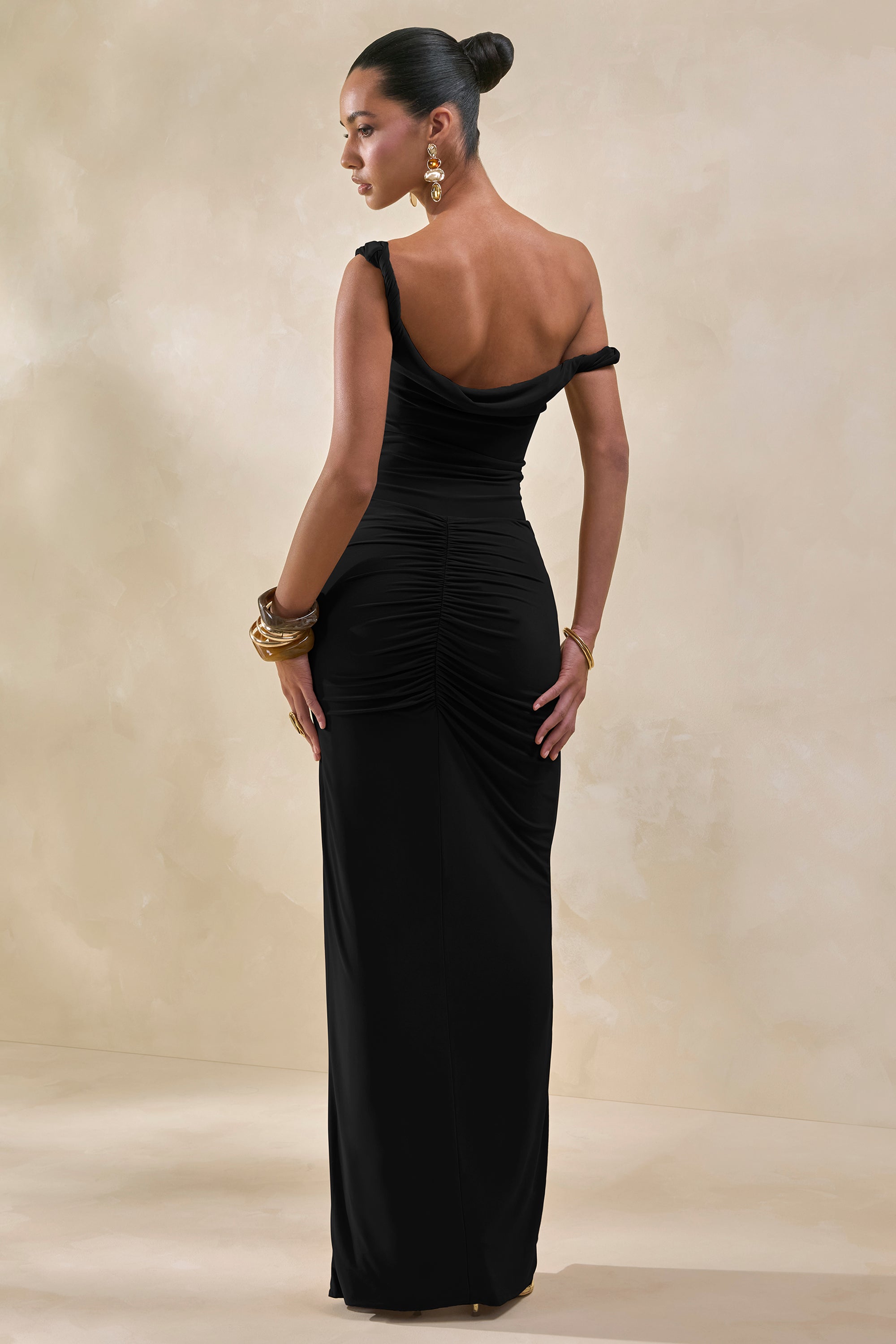 ECM_HR_CL137817001 -Kesia Black Twisted Asymmetric Bodysuit CL137833001 - Idris | Black Twisted Waist Maxi Skirt With Front Split_02.jpg