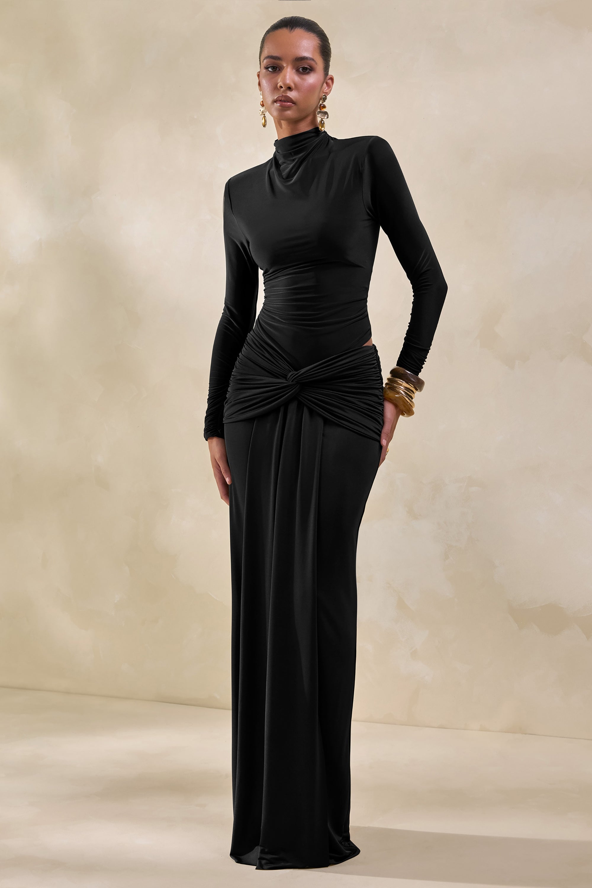 ECM_HR_CL137834001---Theria-_-Black-Maxi-Skirt-With-Gathering-And-Knot-Detail-&-CL137818001---Lyanna-_-Black-Turtle-Neck-Bodysuit-0.jpg