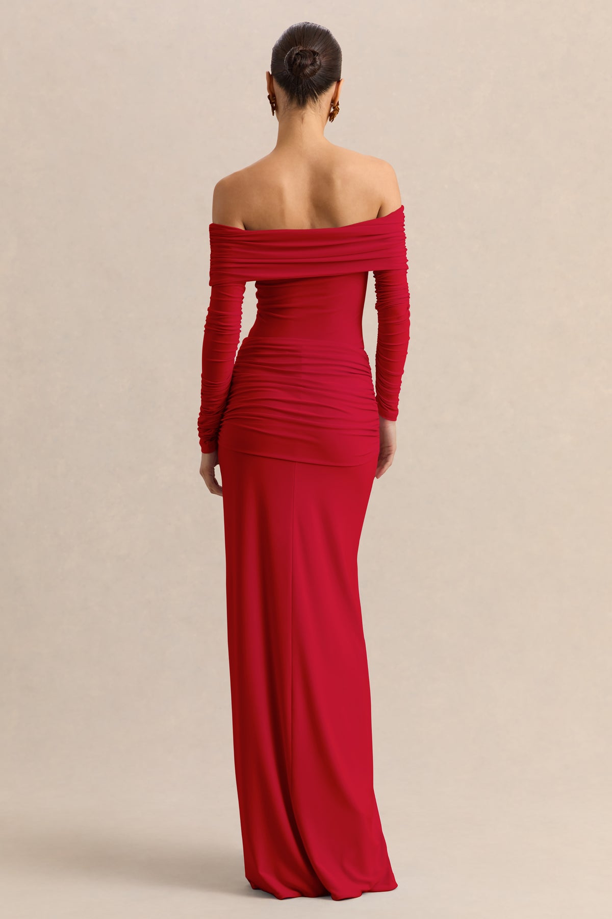 ECM_HR_CL137824100---Helia-_-Red-Bardot-Neck-Bodysuit-With-Ruched-Long-Sleeves-&-CL137840100---Flynne-_-Red-Wrapped-Maxi-Skirt-With-Sash_-11.jpg