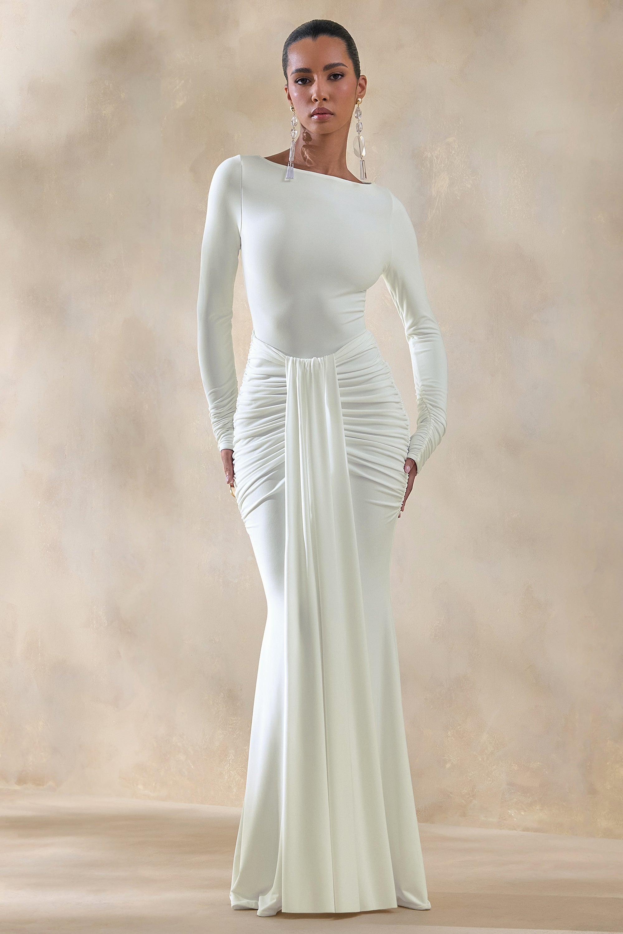 ECM_HR_CL137848110_Liatris | White Wide-Neck Maxi-Dress With Gathered-Detailing (2).jpg