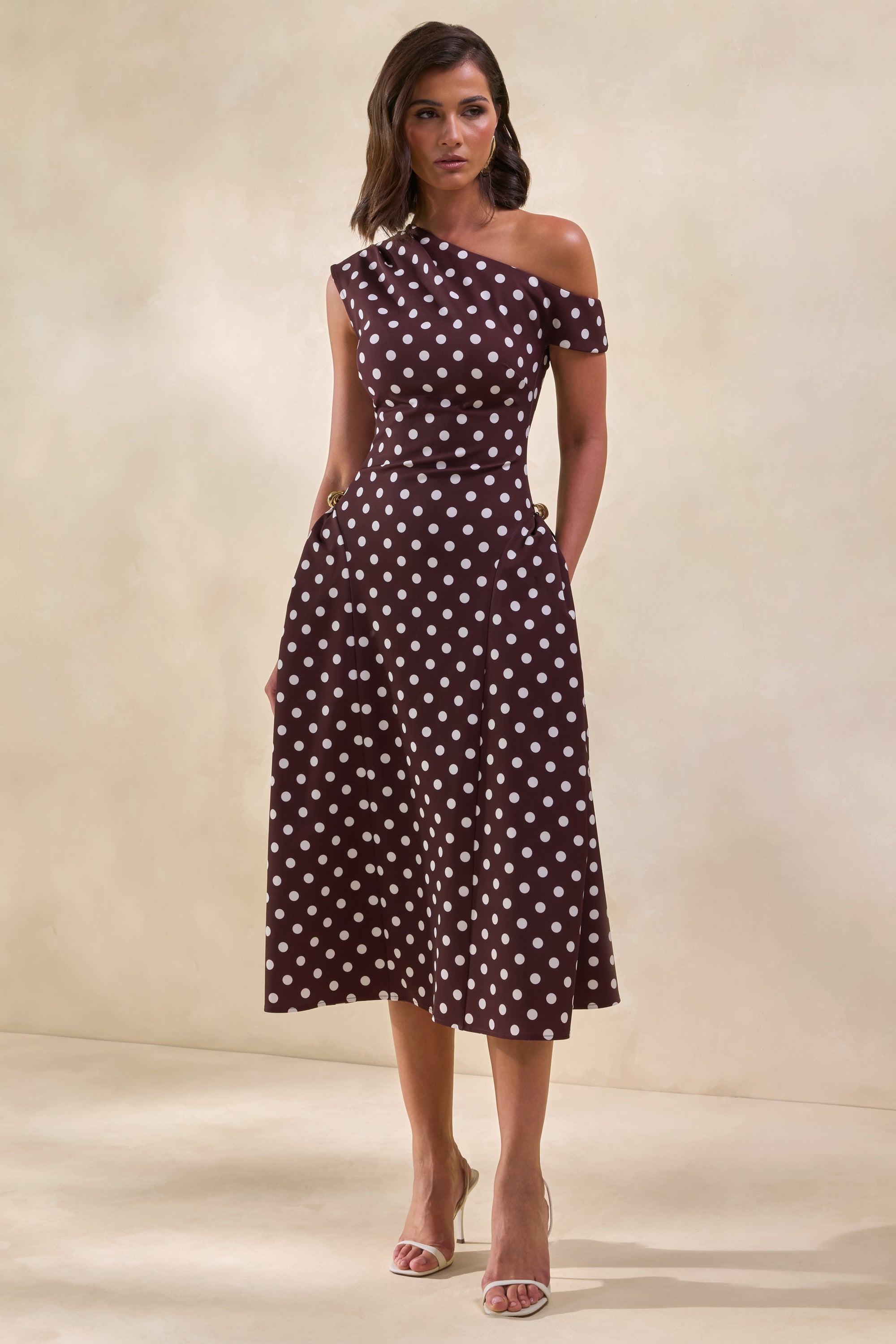 burgundy polka dot midi dress Georgie Polka Dot Maxi Dress in Burgundy X-Small