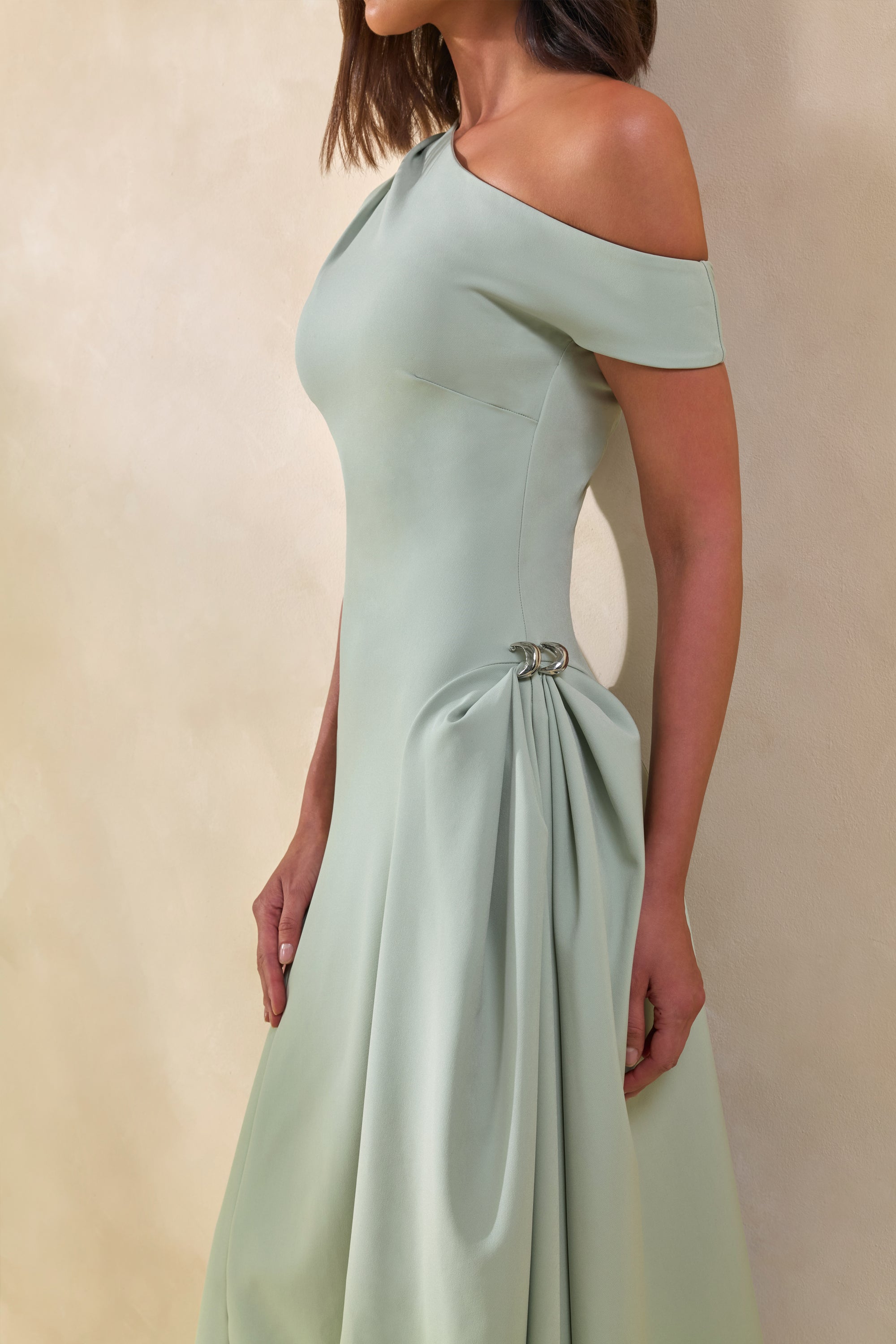 sage green midi dress formal Won Your Heart Sage Green Lace Tie-Strap High-Low Midi Dress