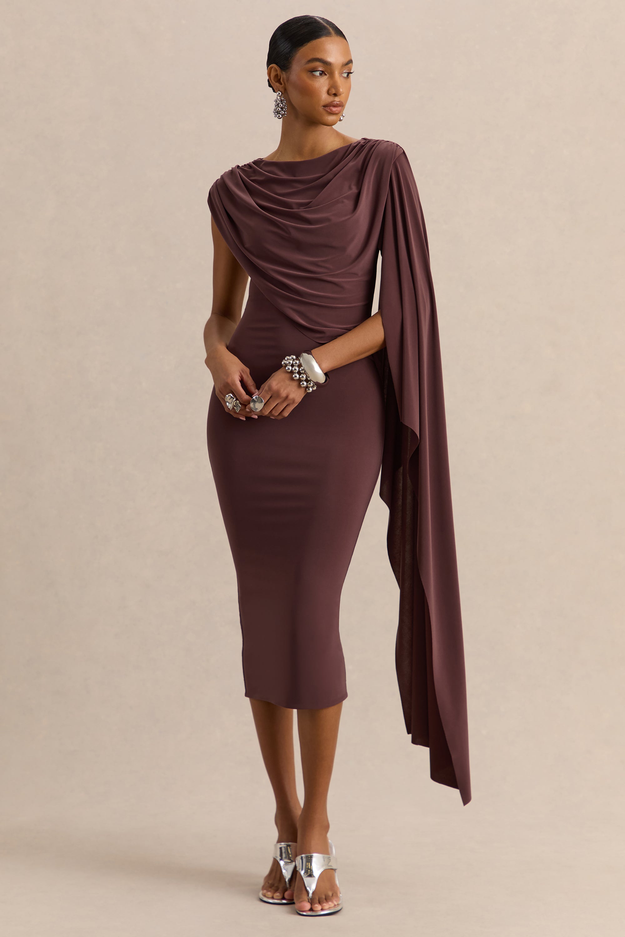 round neck midi dress Mixed Crew Neck Midi Dress | Minted Sage | L