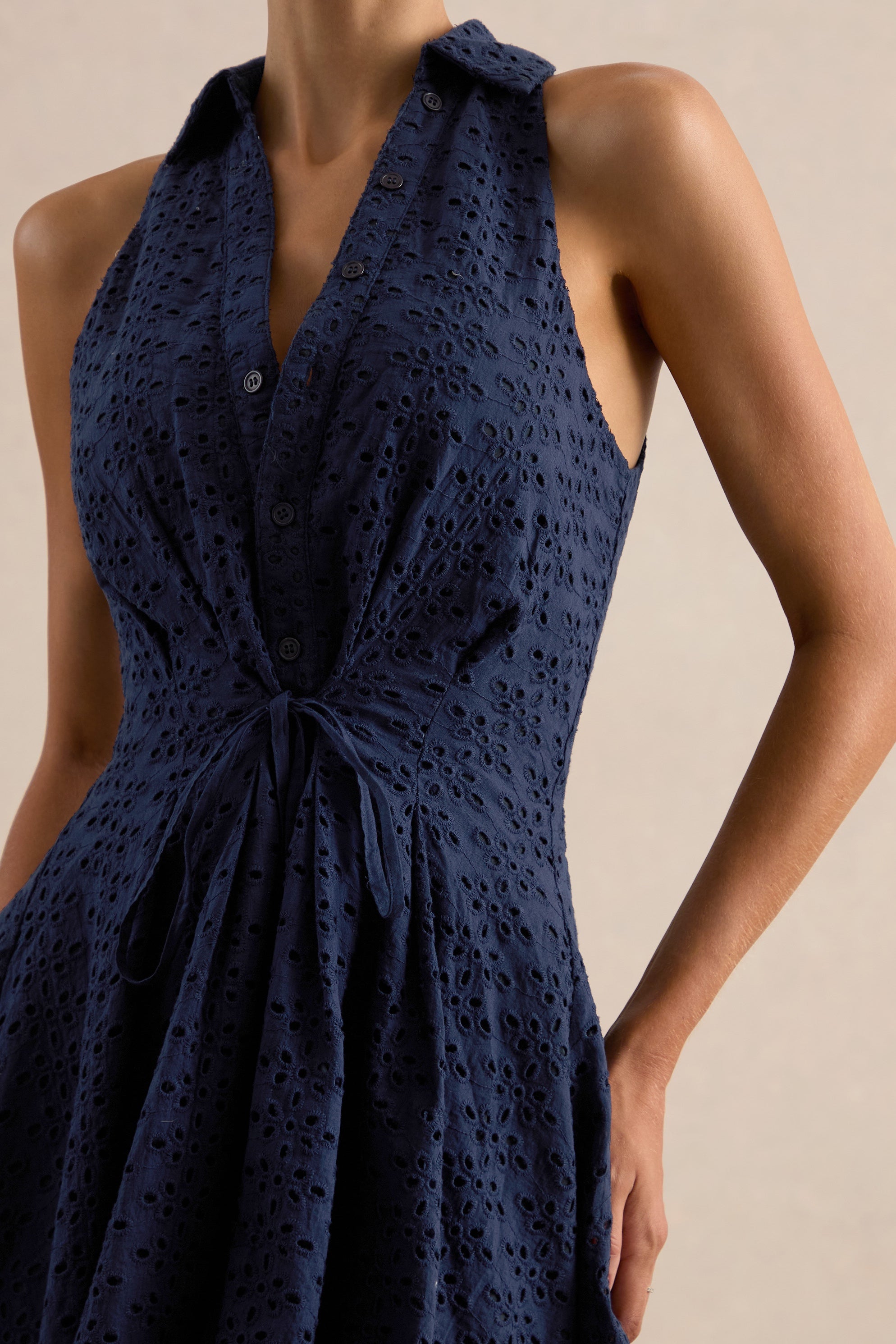 ECM_HR_CL137925010 - Zyraline | Navy Plunge-Neck Mini Dress With Bow-Detail 3.jpg