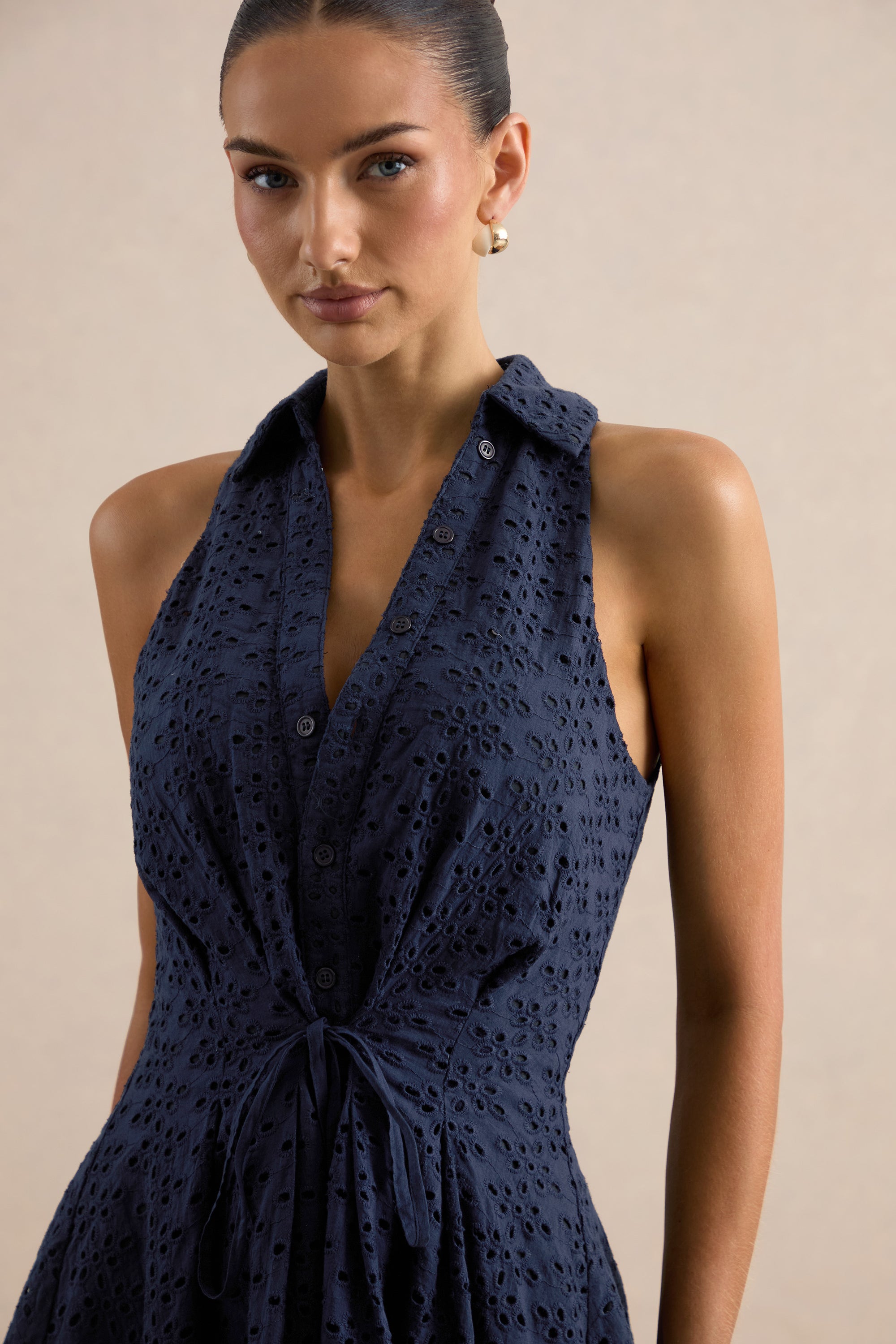 ECM_HR_CL137925010 - Zyraline | Navy Plunge-Neck Mini Dress With Bow-Detail 4.jpg