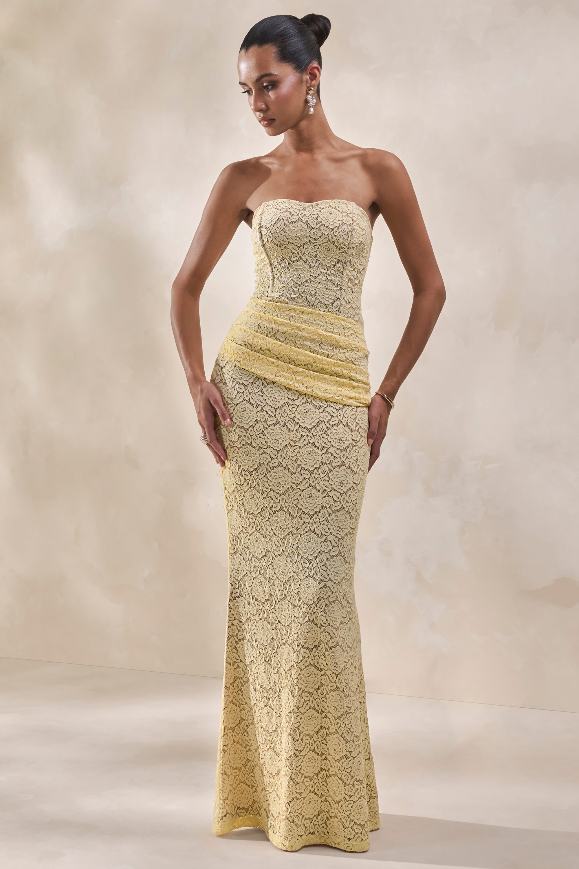 lace bodysuit maxi dress Jessica Bara Emanuele Lace Long Sleeve Bodysuit Maxi Dress JESSICA BARA