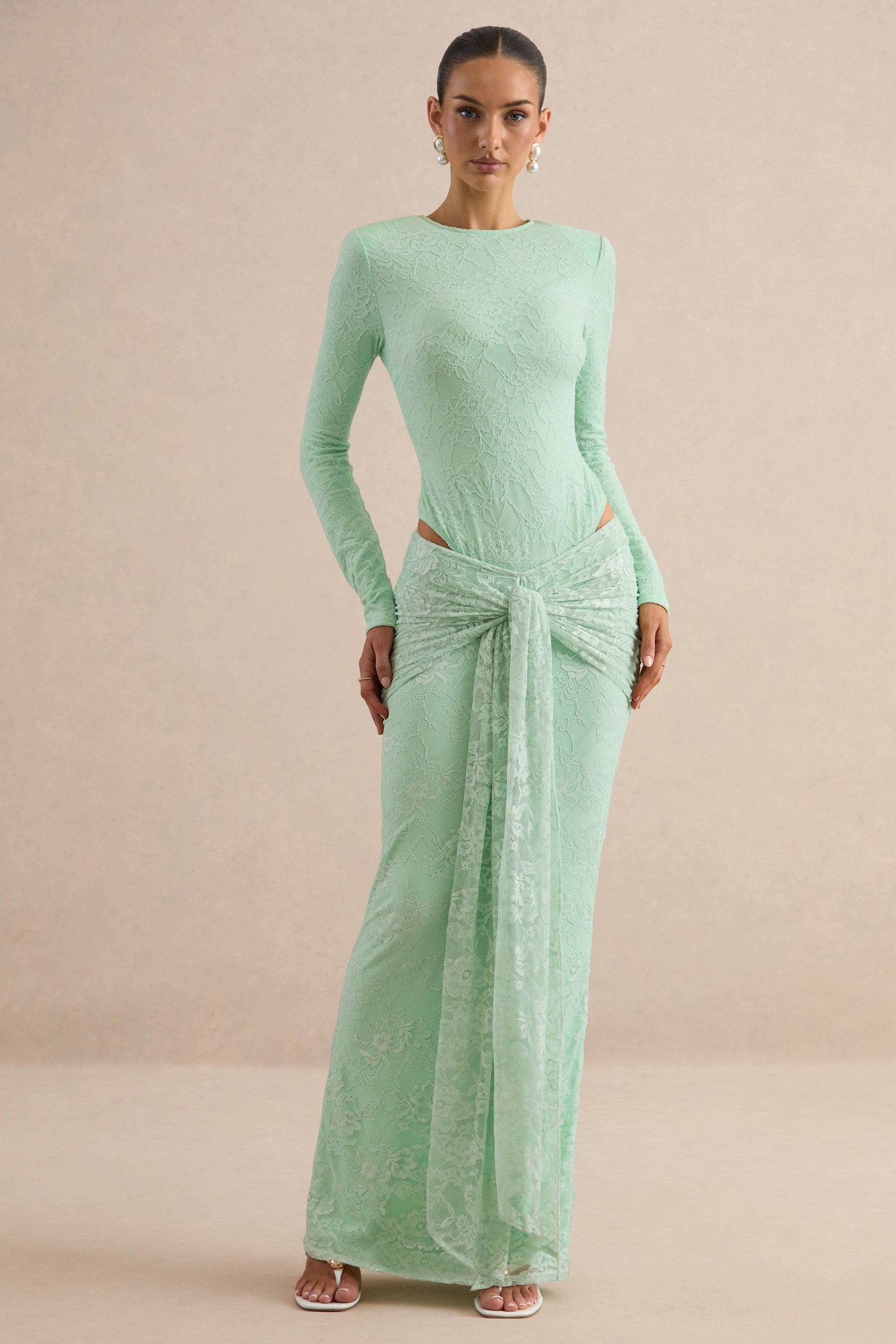 CL13796703206_CL137967032_-_Neriva_Mint_Lace_Maxi_Skirt_With_Gathered_Detailing_And_Sash_4