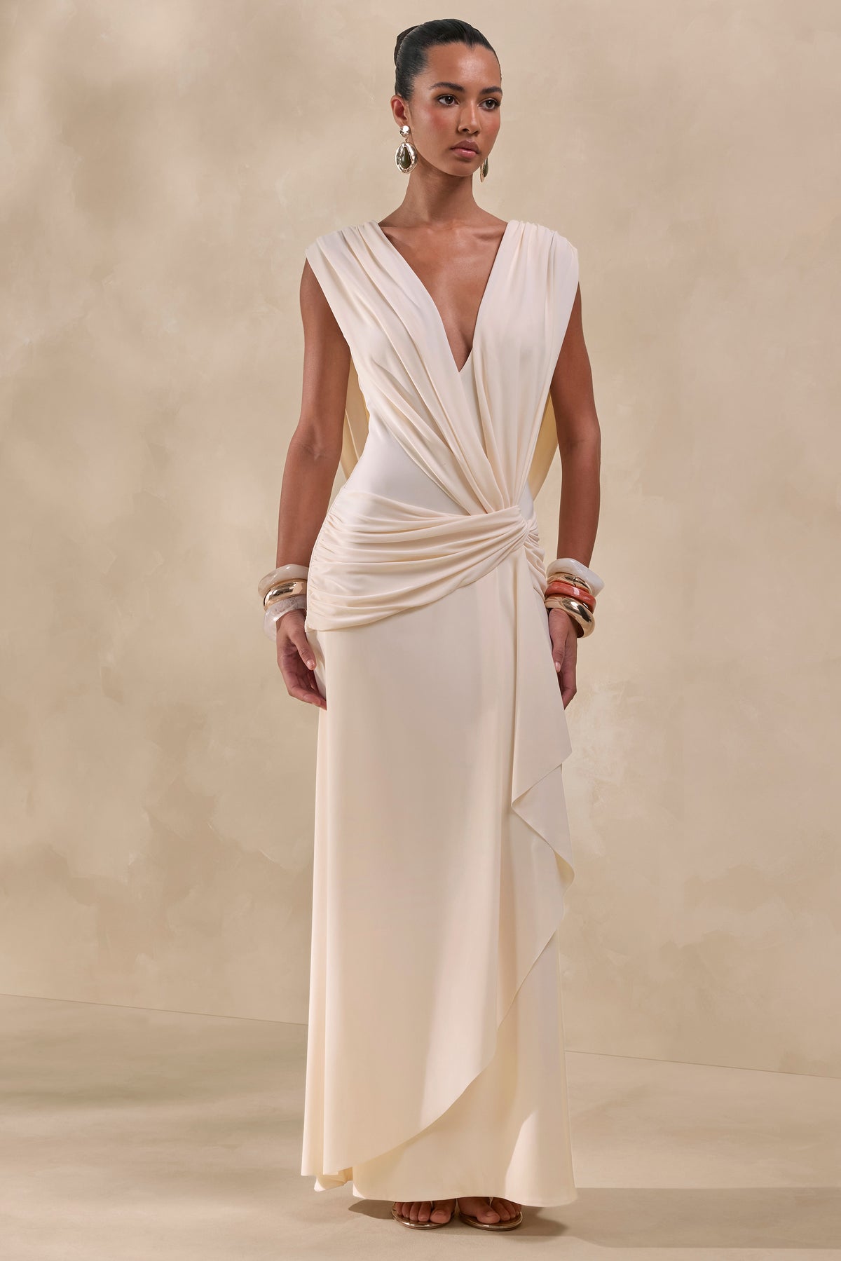 ECM_HR_CL137990111 - Lysa _ Cream Plunge-Neck Maxi Dress With Gathered-Detailing And Sash0.jpg