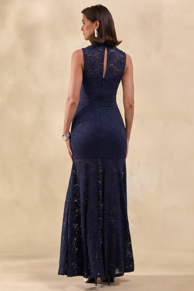 blue lace dress lulus Royal Blue Lace Overlay Mid-Length Dress