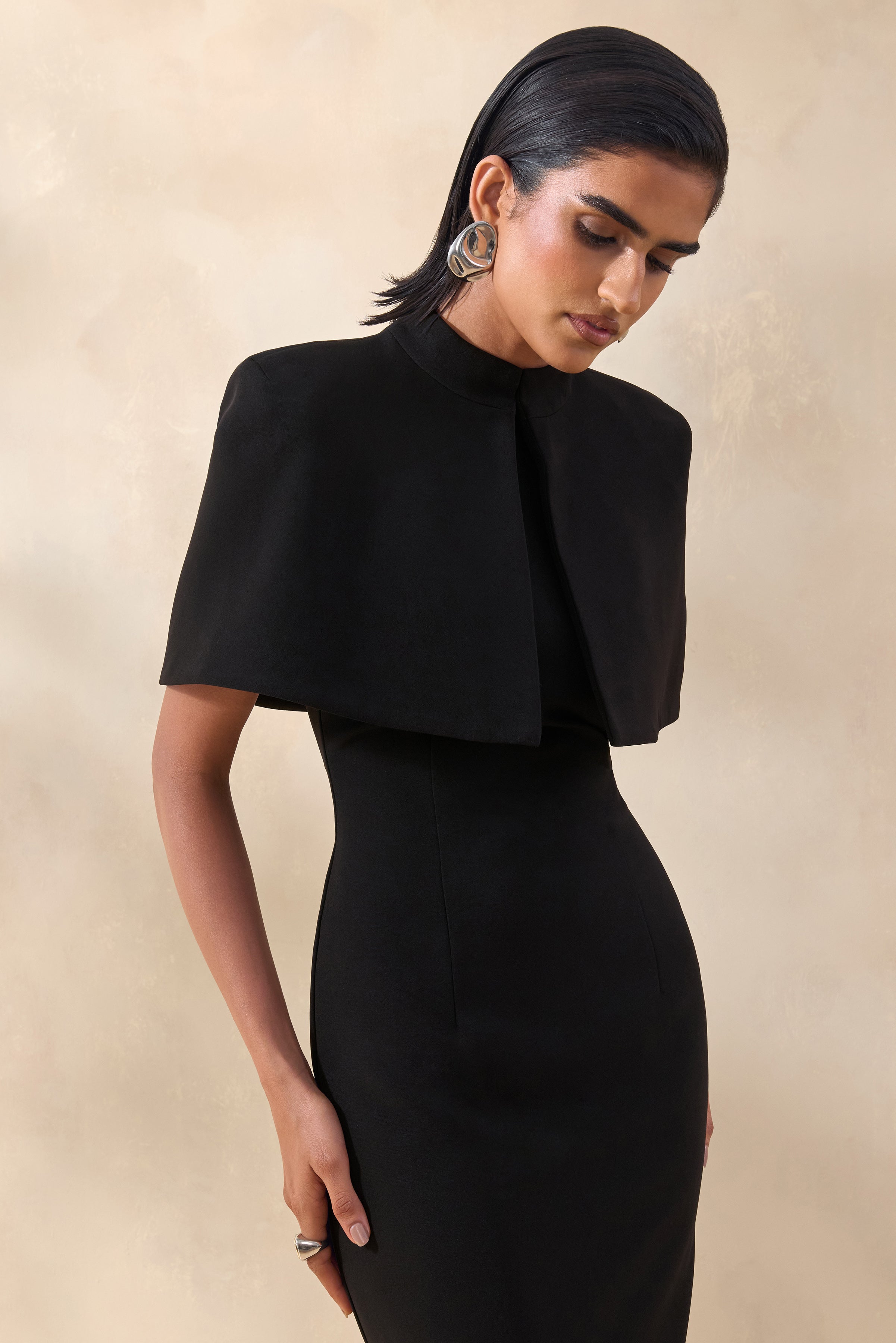 Deva | Black High-Neck Cape – Club L London - USA