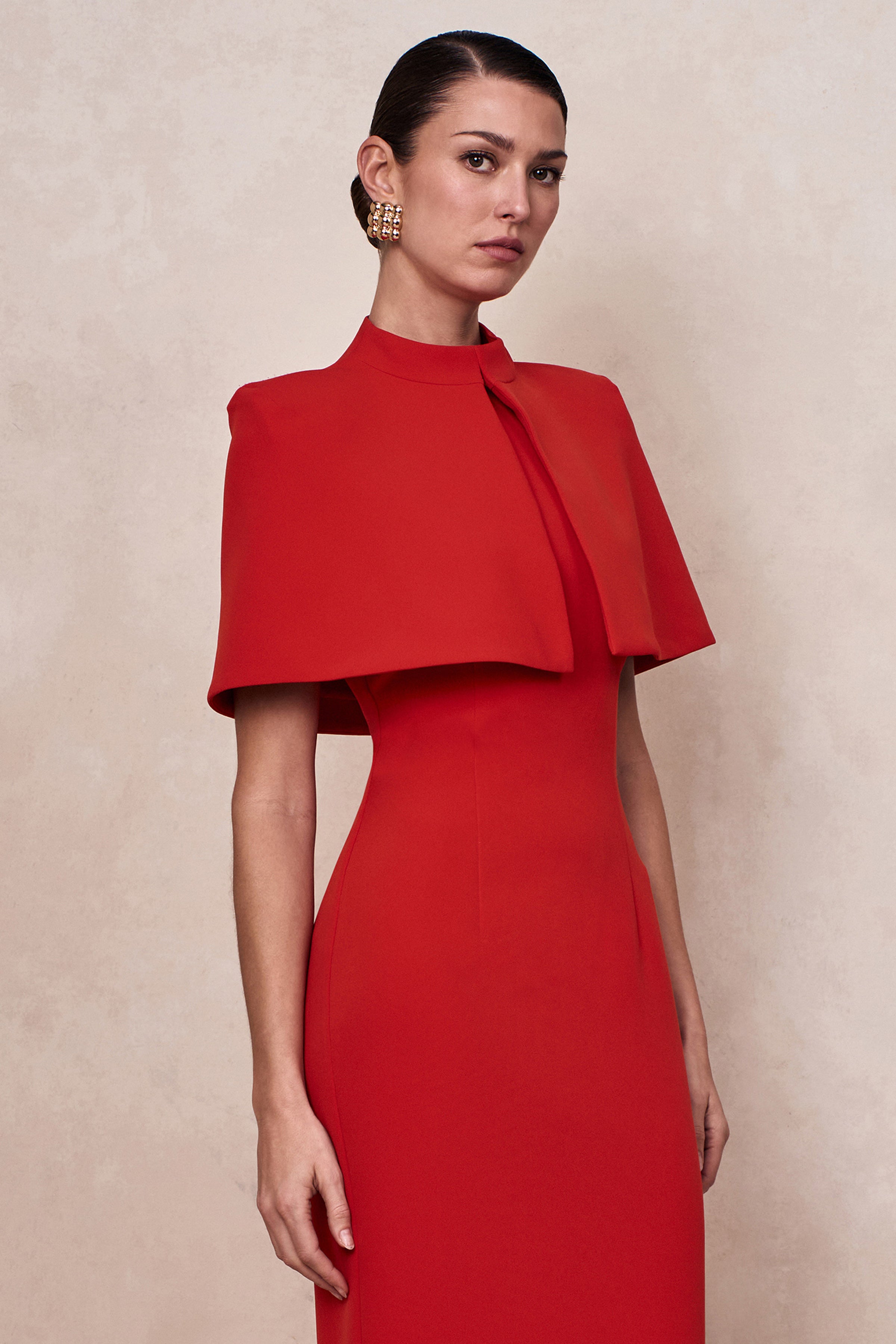 Deva | Red High-Neck Cape – Club L London - USA
