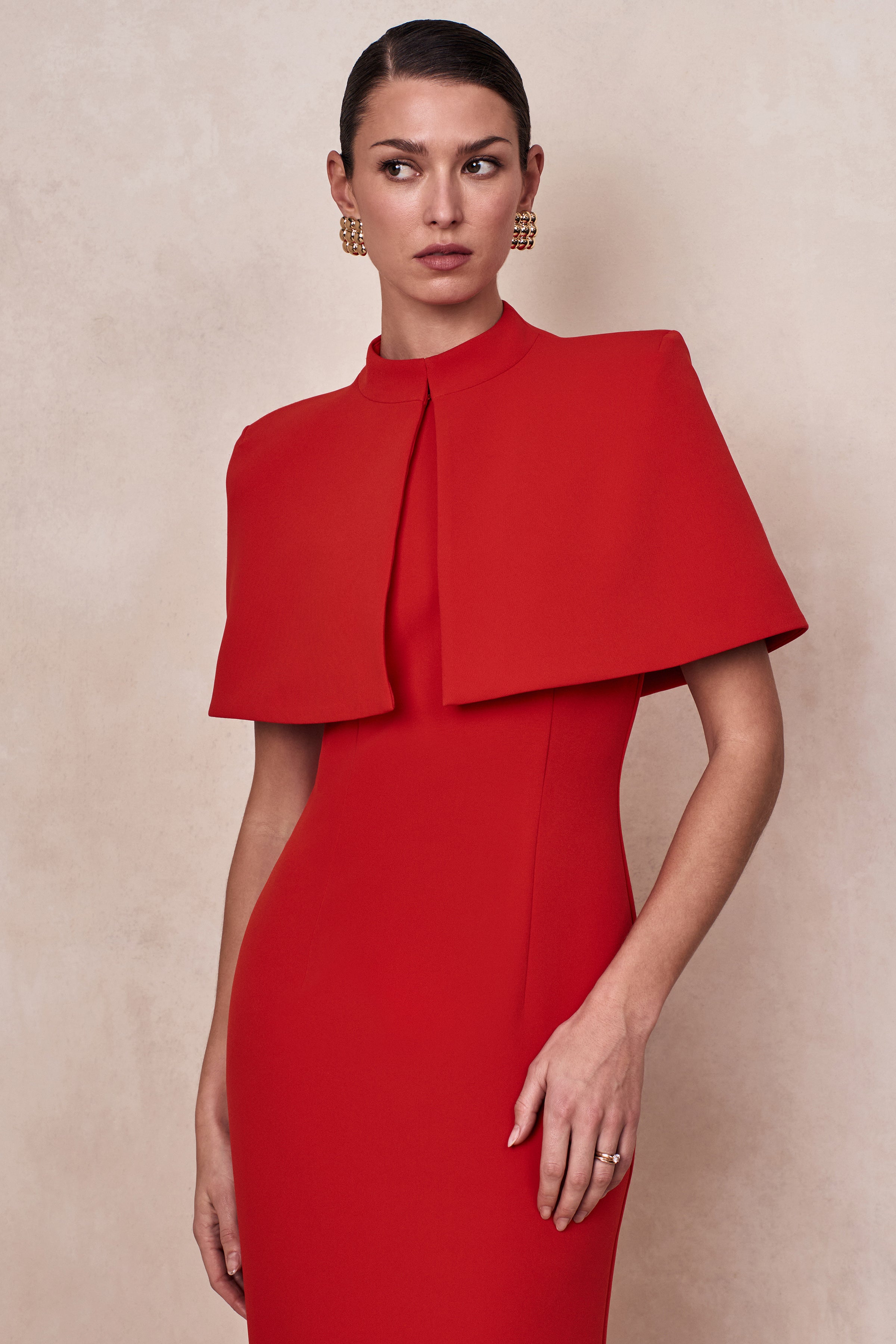 Deva | Red High-Neck Cape – Club L London - USA