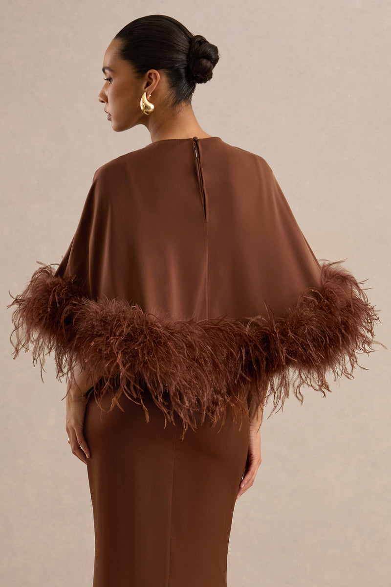CL13800702106_CL138007021_Tervessa_Brown_Satin_Wide-Neck_Cape_With_Feather_Trim9_bbf2bb66-54dd-482c-82dd-0fd3c0f00de8