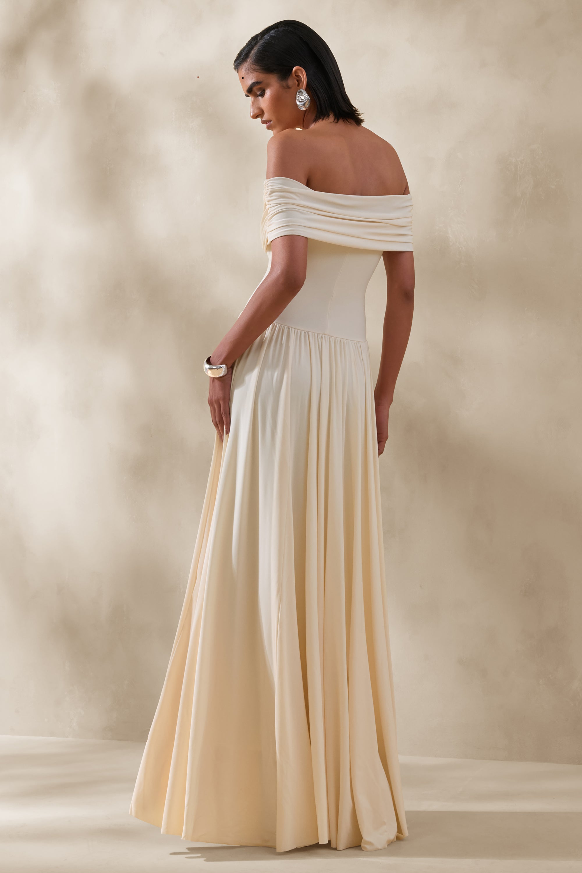 bardot neckline bridesmaid dress Lucy