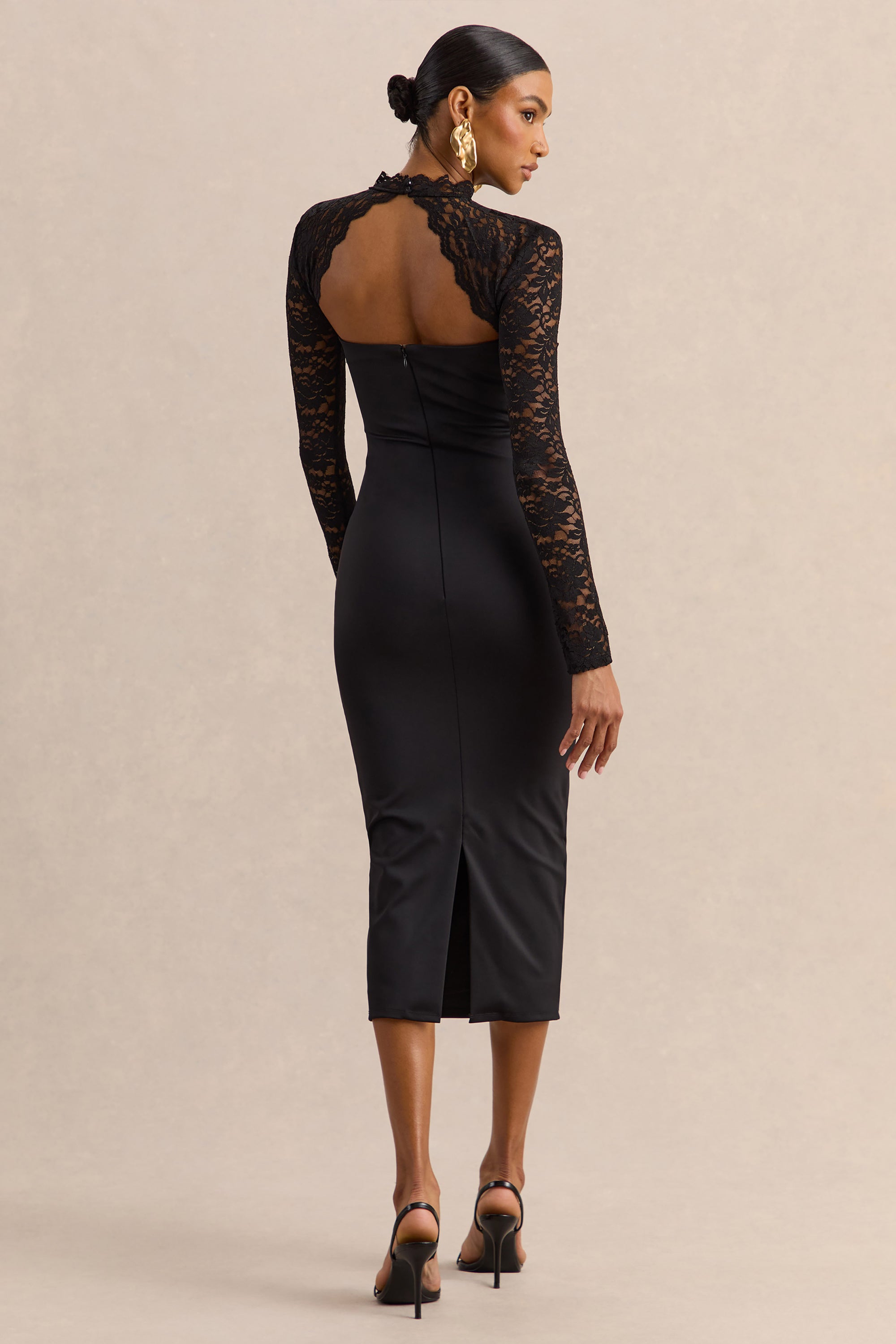 midi lace formal black cocktail dress US 2 / black