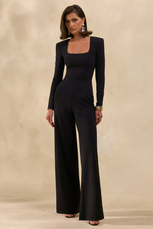 Elasse | Black Square-Neck Jumpsuit – Club L London - USA