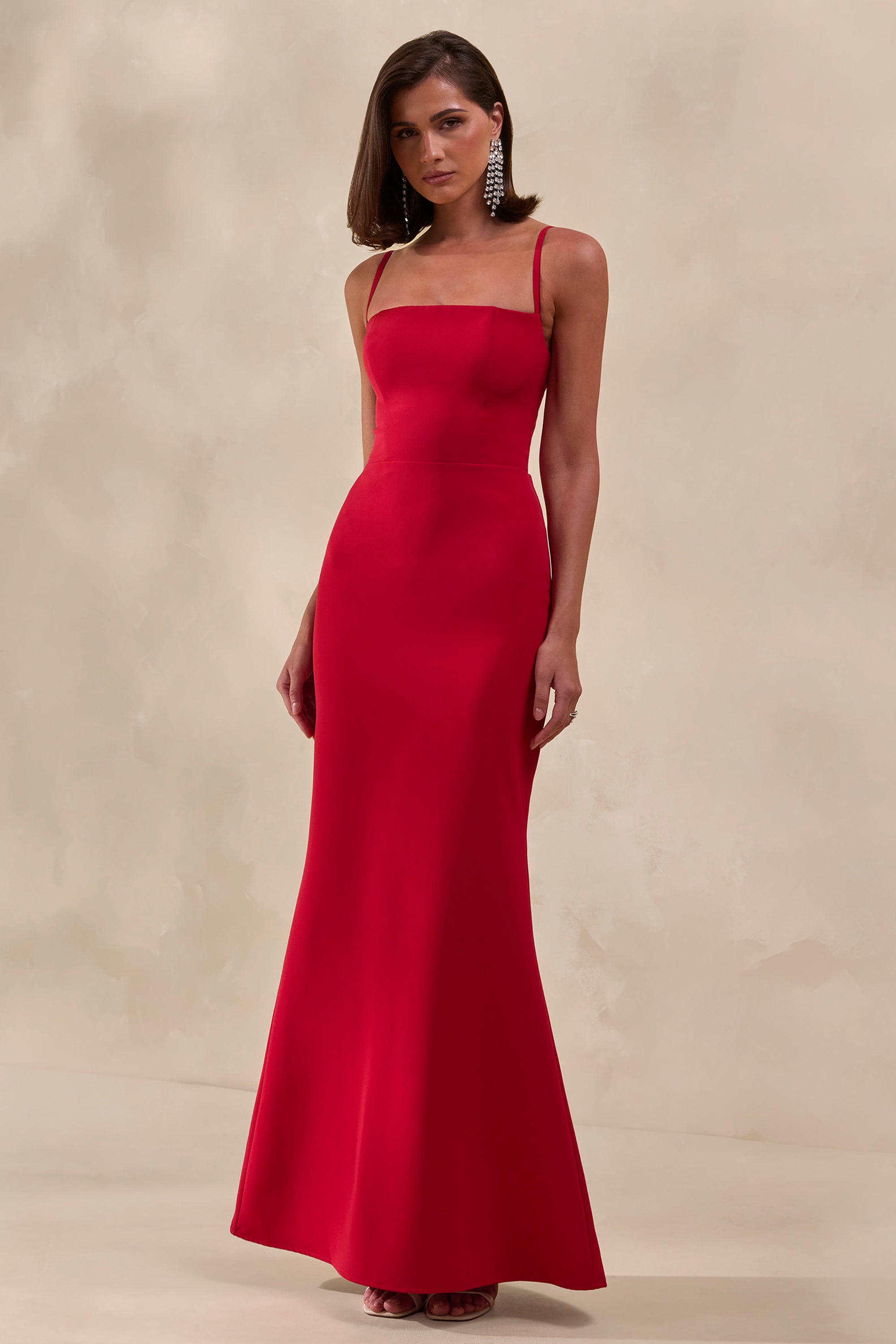 red square neck prom dress Suzhoufashion Women Red Square Neck Prom Dress Beaded Mermaid Formal Dress