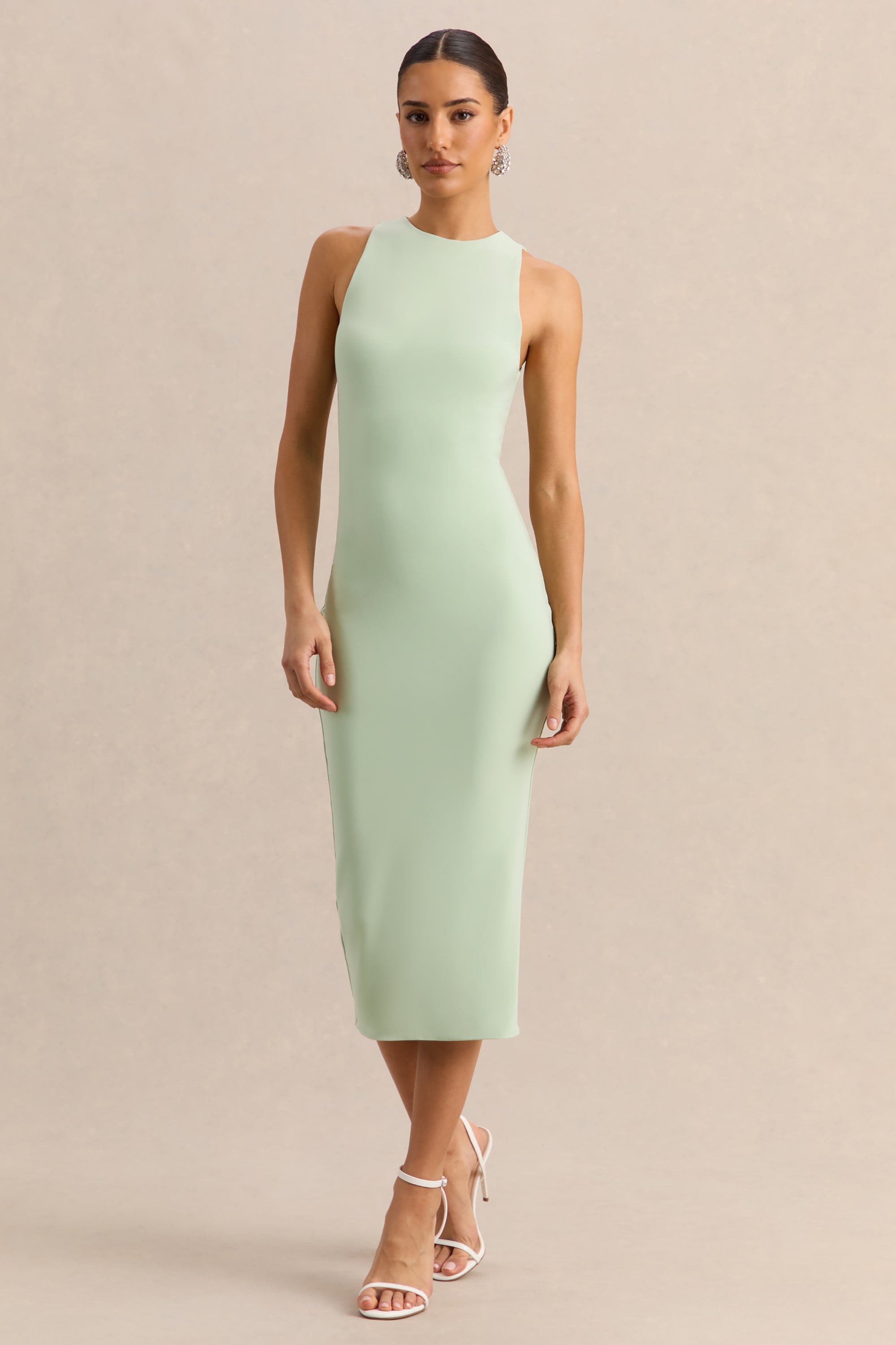 mint bodycon midi dress Women's off Shoulder Ribbed Midi Dress, Solid Sleeveless Ruched Split Bodycon Summer Club Dress Army Green XL(XL)