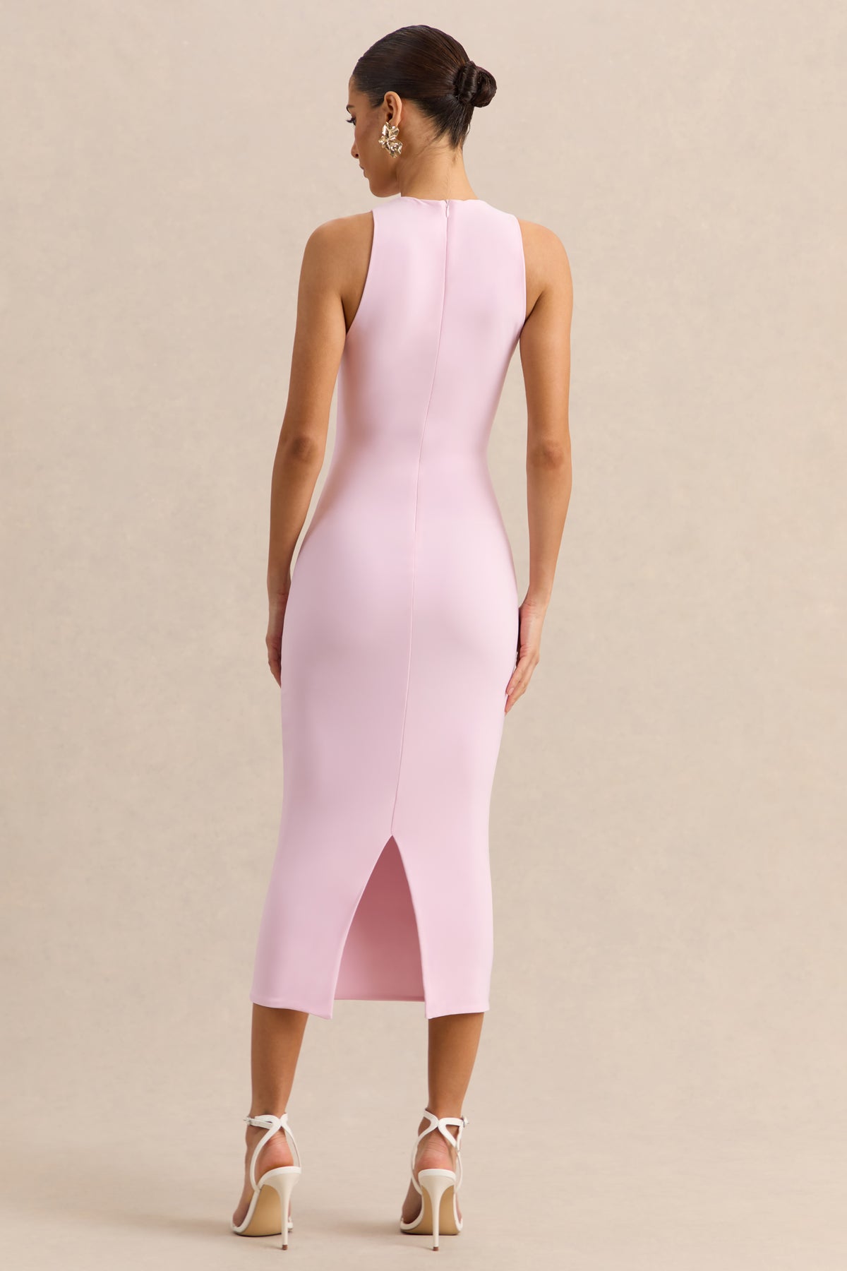 Mirana | Light PINK High-Neck Midi-Dress - UK 12 Light PINK Mirana | Light PINK High-Neck Midi-Dress - UK 12 Light PINK