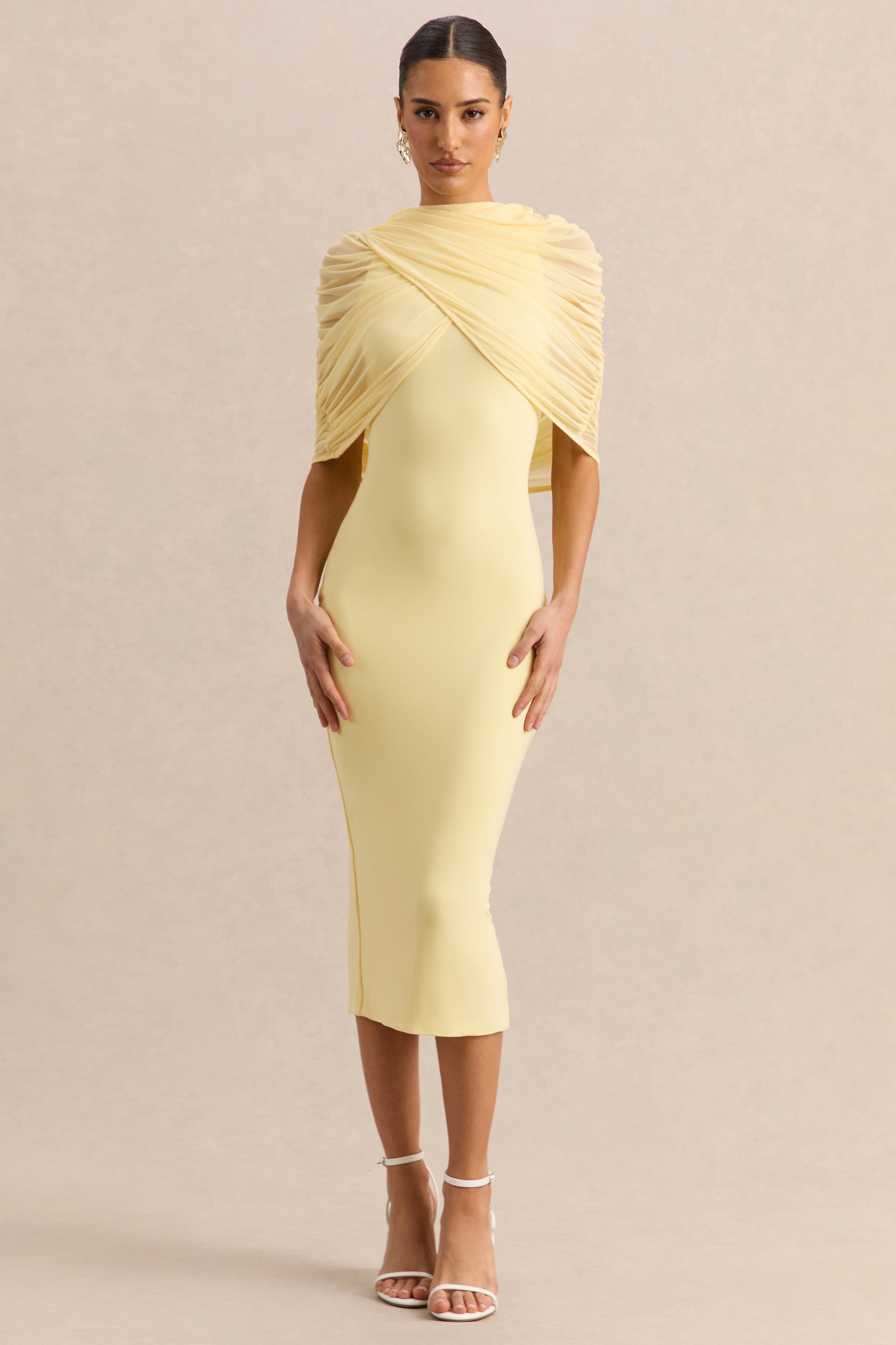 high neck halter midi dress Calla Halter Midi Dress