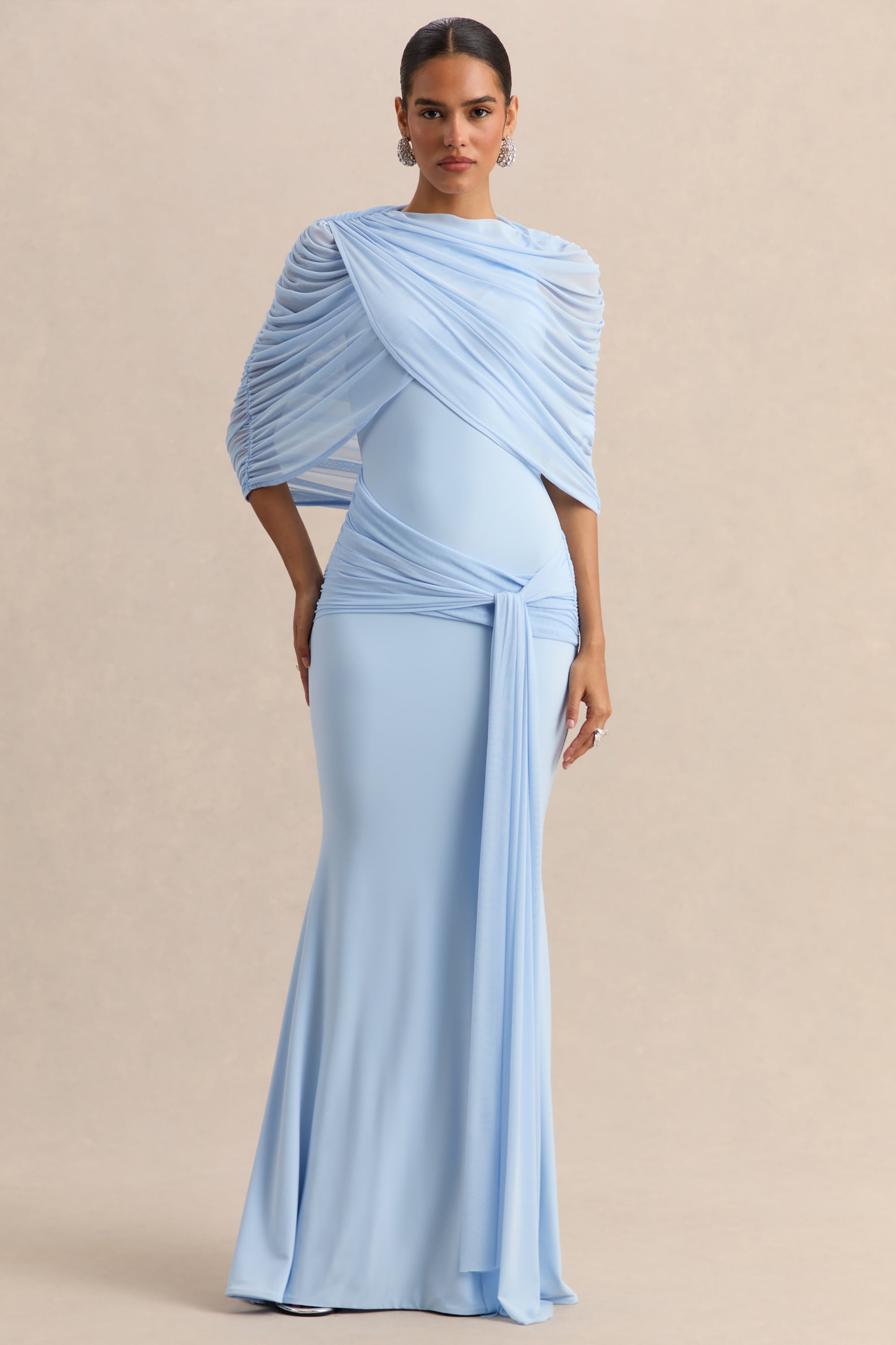 ladies powder blue dress Parina | Powder BLUE Strappy Volume-Hem Midi Dress