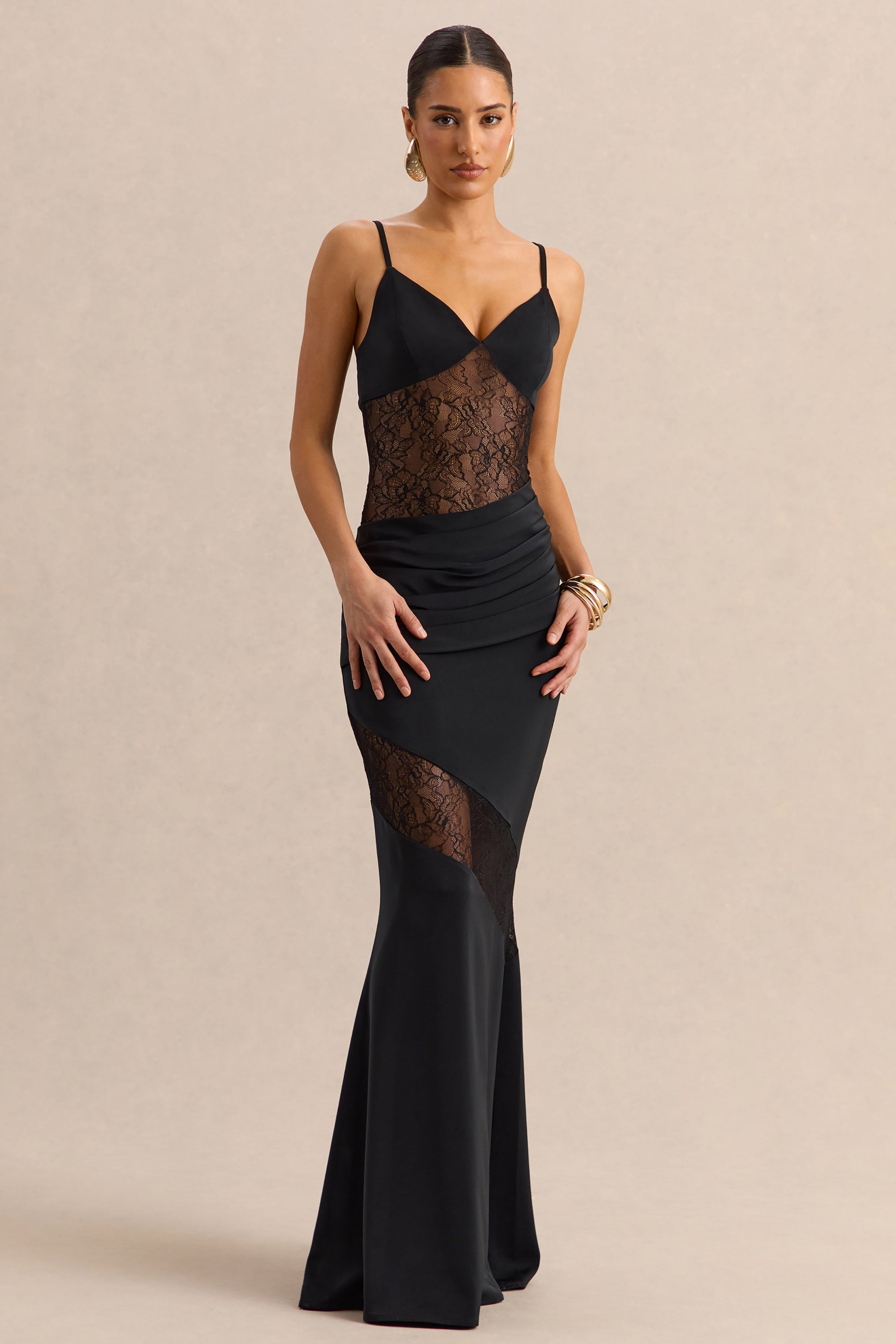 deep v lace maxi dress Gunnhild Lace Deep V Maxi Dress