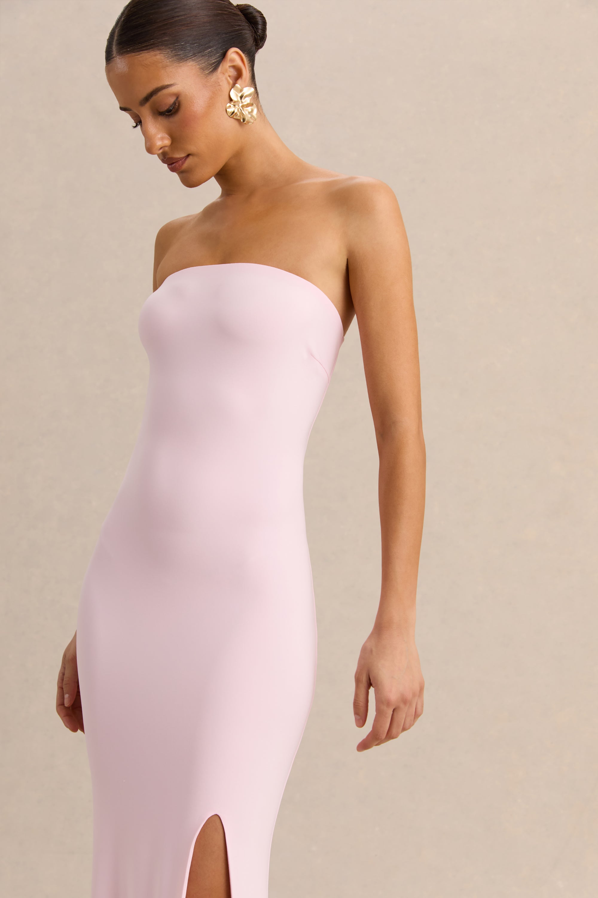 Melva | Light Pink Bandeau Maxi Dress – Club L London