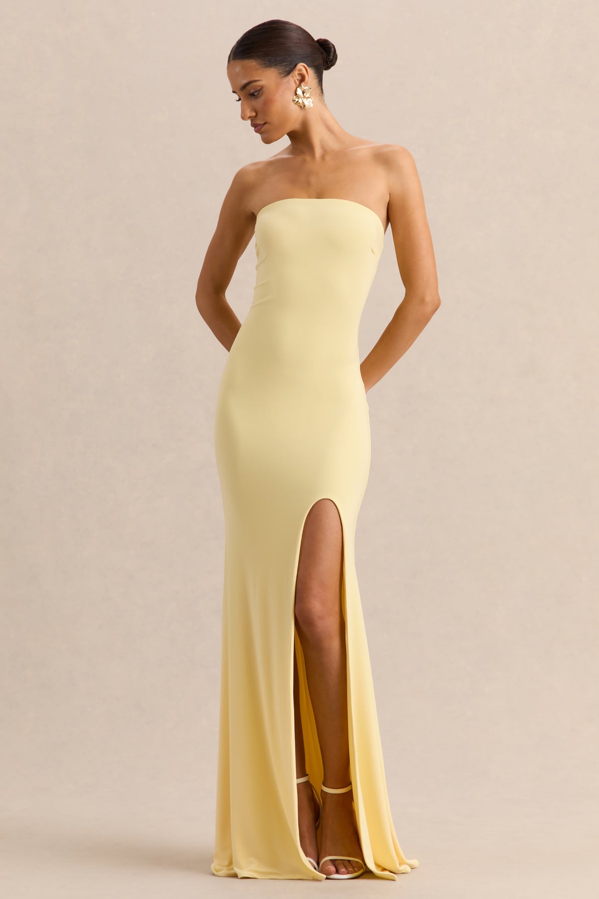 lemon maxi dress Melva | Lemon Bandeau Maxi Dress