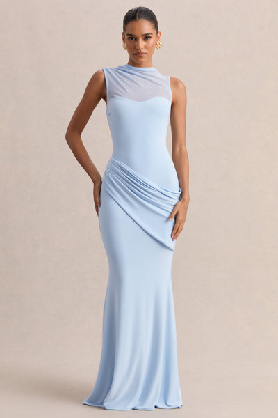 mesh blue maxi dress More To Make Mesh Maxi Dress Blue